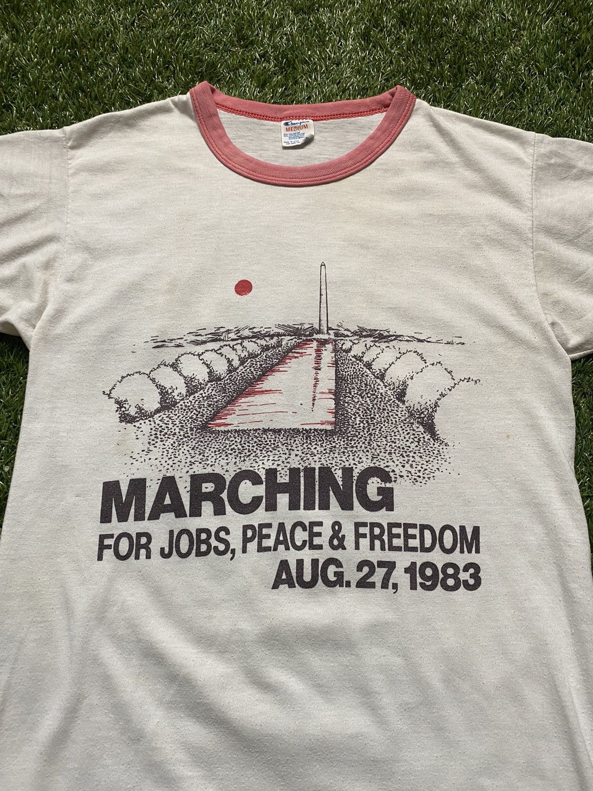 Champion × Vintage 1983 Retro Activist Champion Ringer T-Shirt Medium Size US M / EU 48-50 / 2 - 2 Thumbnail