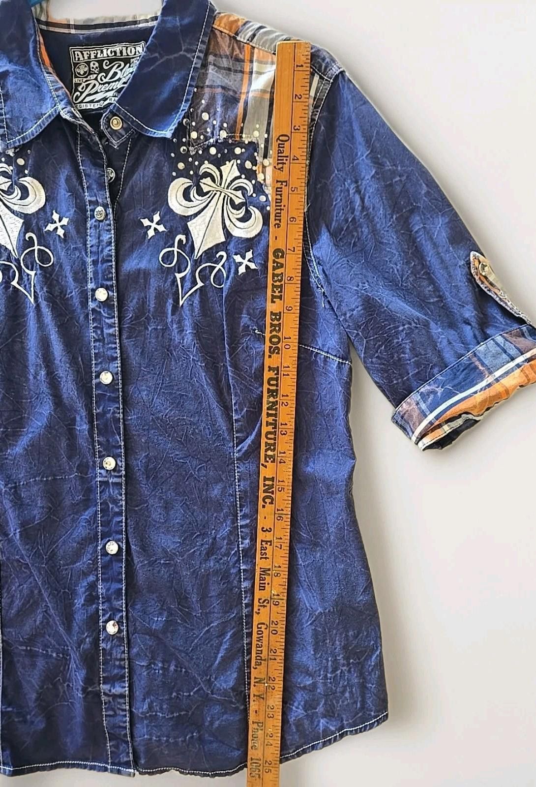 Affliction Affliction Bling Snap Shirt Womens S Rhinestones Embroidered Size S / US 4 / IT 40 - 7 Thumbnail