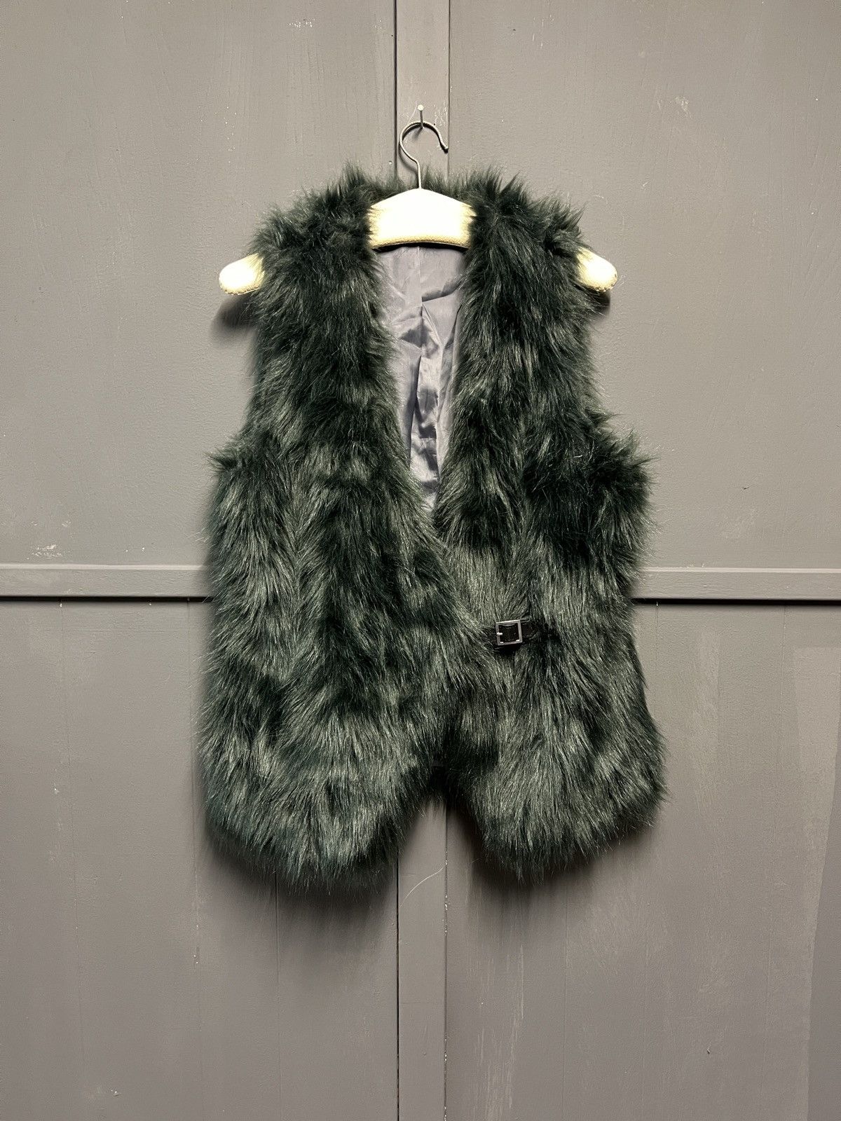 Vintage vintage forest green fur gilet Size US L / EU 52-54 / 3 - 1 Thumbnail
