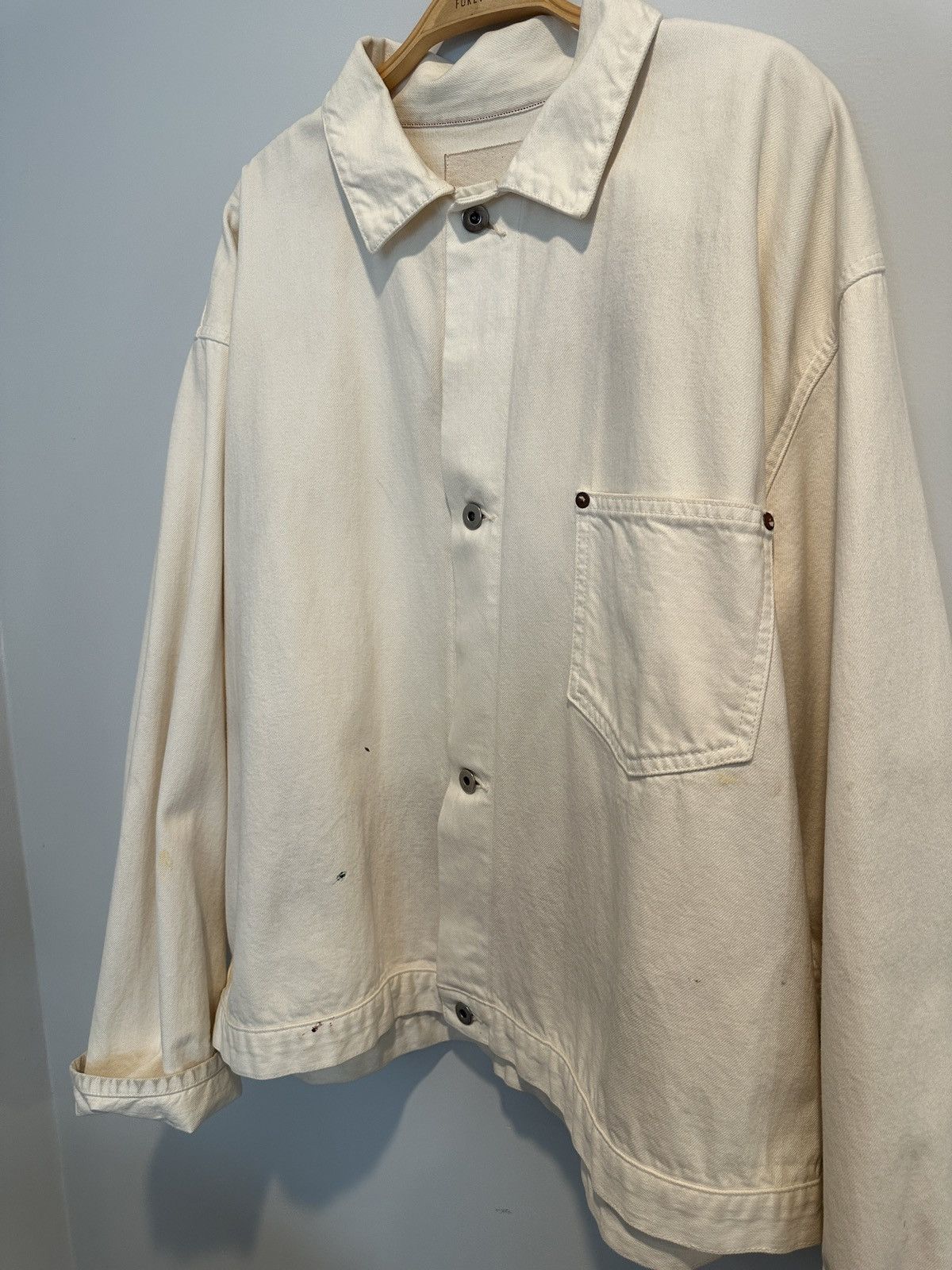 YOKO SAKAMOTO YOKO SAKAMOTO DENIM JACKET WHITE W PAINT Size US L / EU 52-54 / 3 - 8 Thumbnail