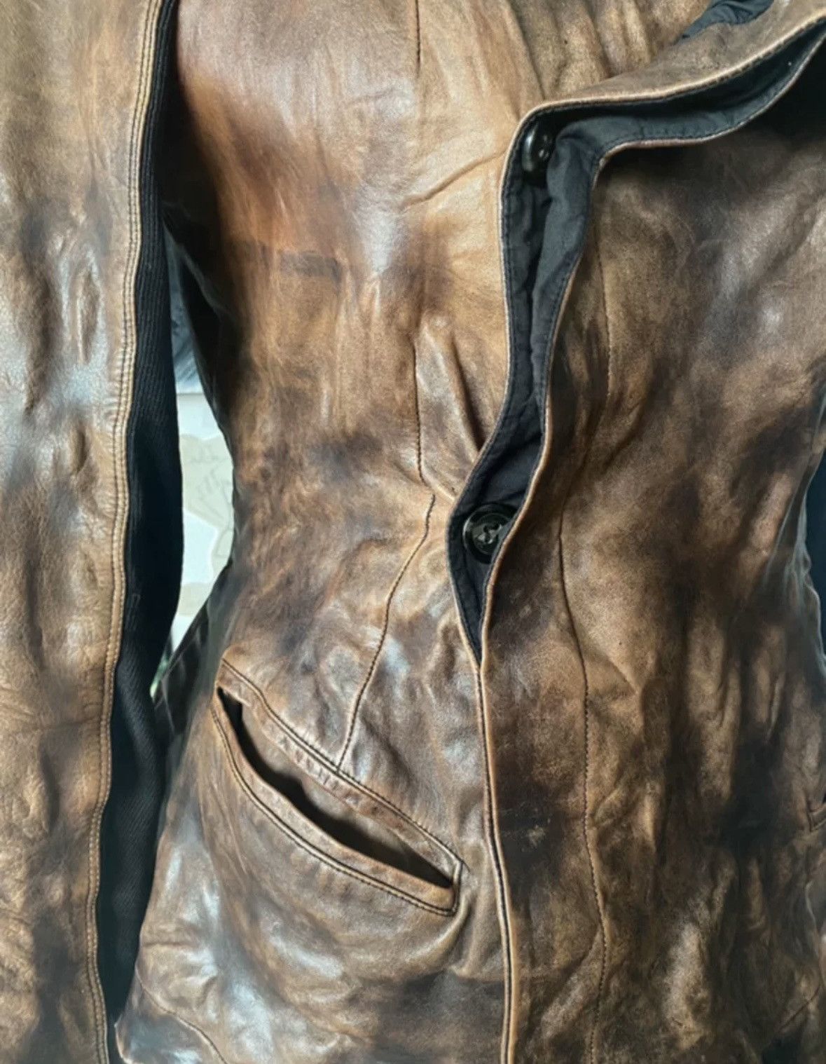 Rick Owens Rick Owens rare sand dune style vintage dark leather jacket Size US L / EU 52-54 / 3 - 5 Thumbnail