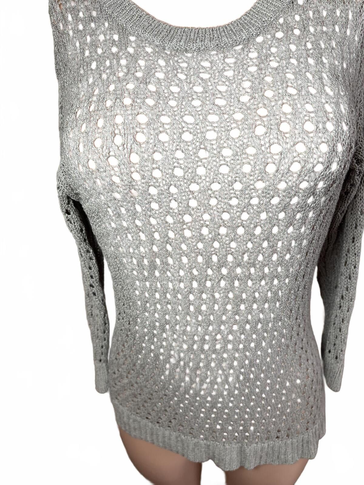 Ann Taylor Ann Taylor Boho Festival Gray Open Knit Sweater. Small. Size S / US 4 / IT 40 - 3 Thumbnail