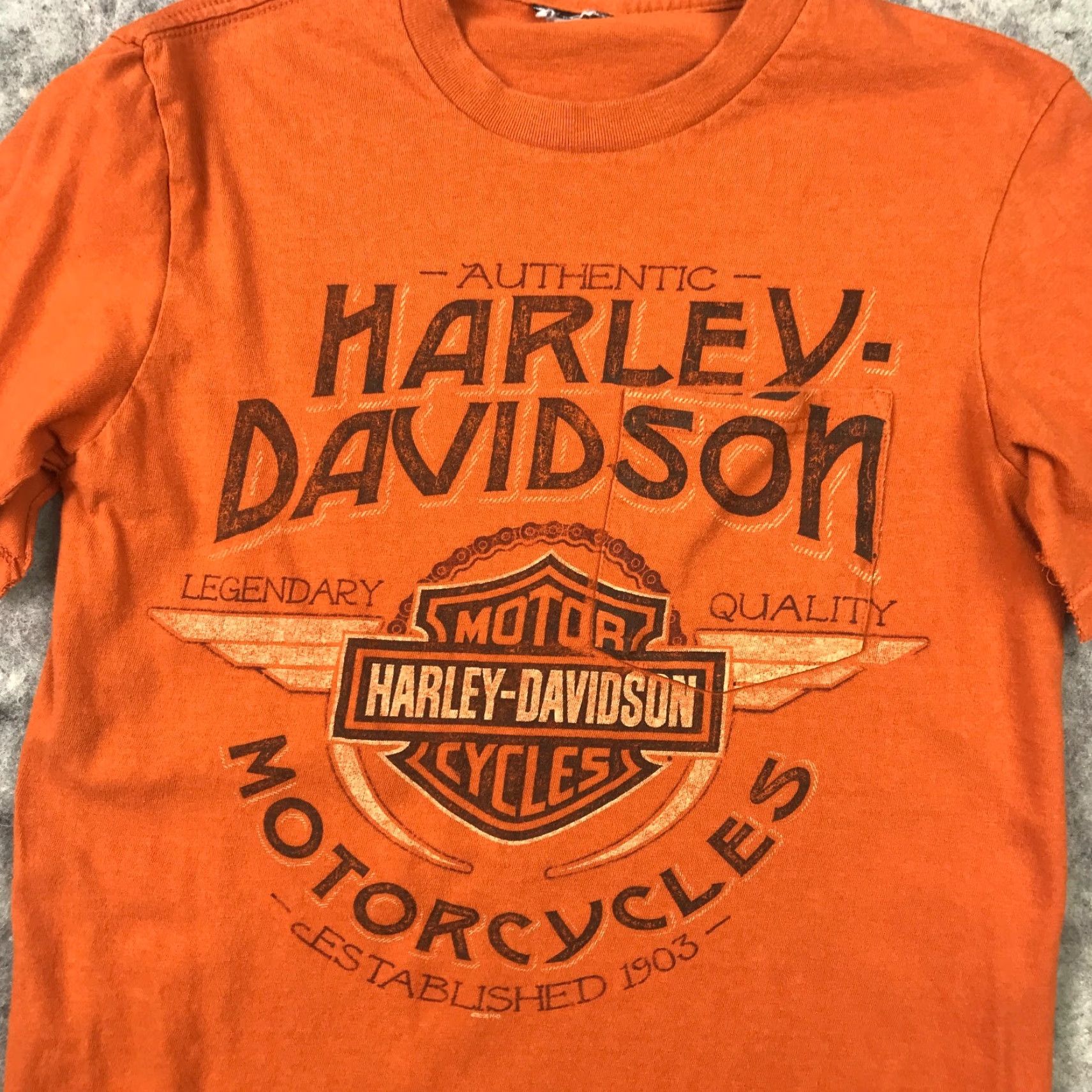 Harley Davidson Harley-Davidson Womens Shirt T-Shirt Small Orange Crew Neck Short Sleeve Slit Sleeve Casual Beach Motorcycle American Logo 90s Size S / US 4 / IT 40 - 2 Thumbnail