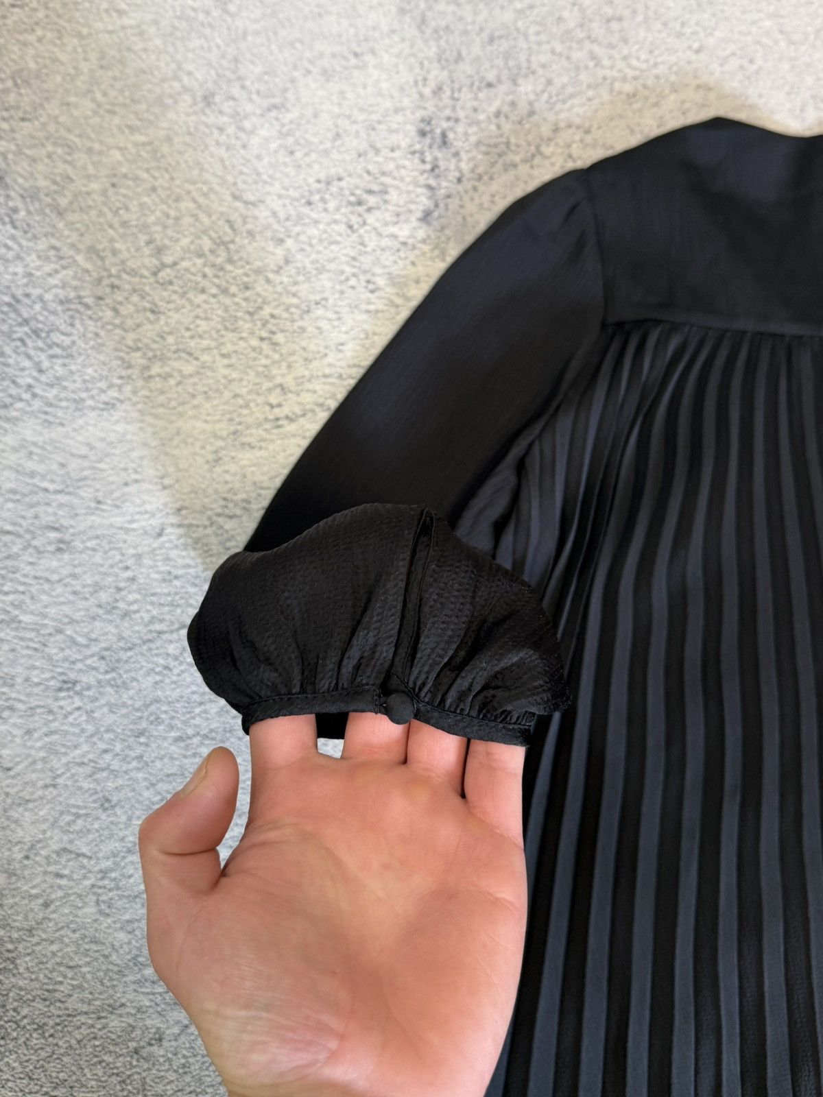 Sezane Sezane Selita Dress Black Pleated Mini Balloon Sleeve FR38 M Size S / US 4 / IT 40 - 10 Thumbnail