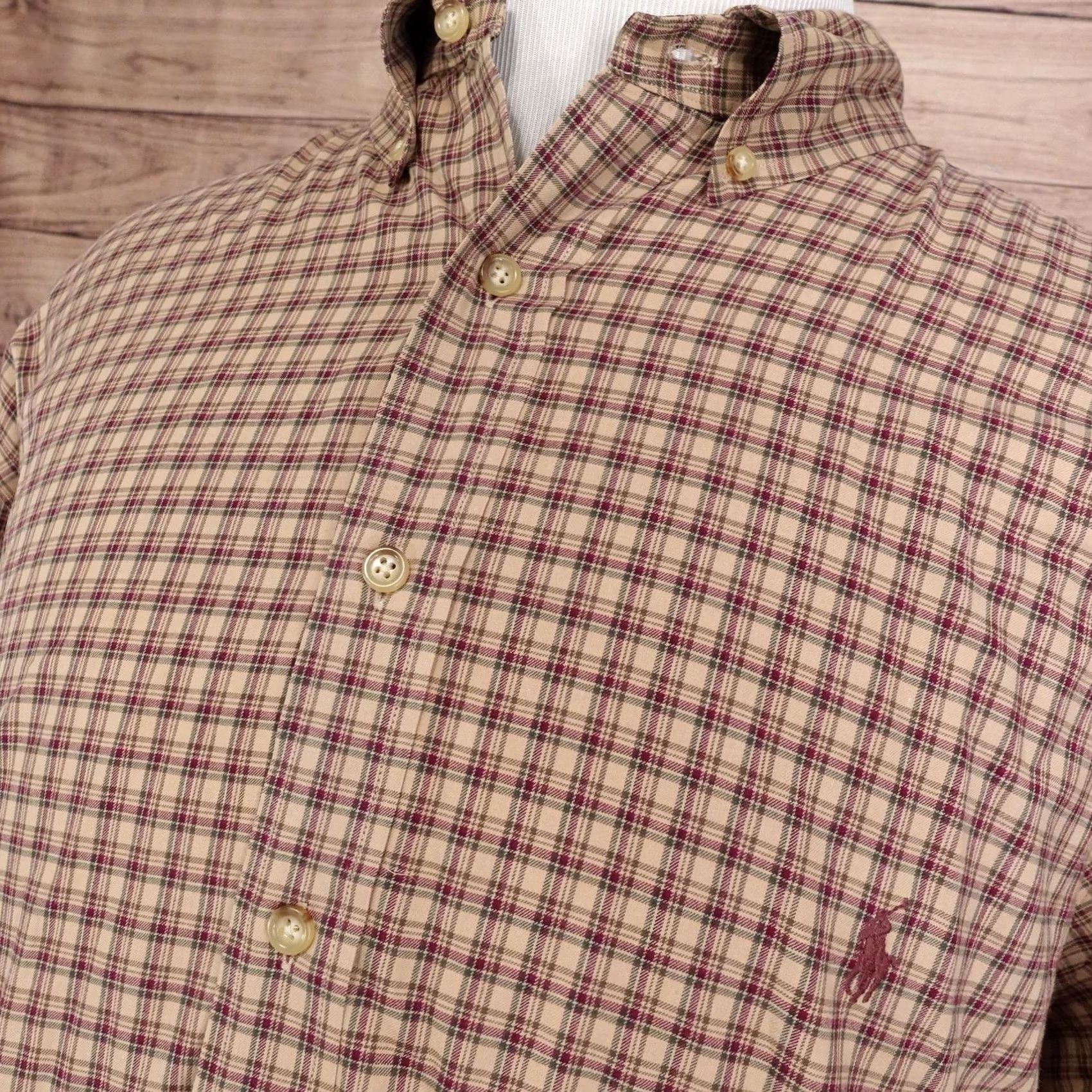 Ralph Lauren Ralph Lauren Shirt Mens 2XLT Beige Plaid Long Sleeve Button-Up Classic Fit Casual Mens 2XLT Big & Tall Cambr? Size US XXL / EU 58 / 5 - 2 Thumbnail