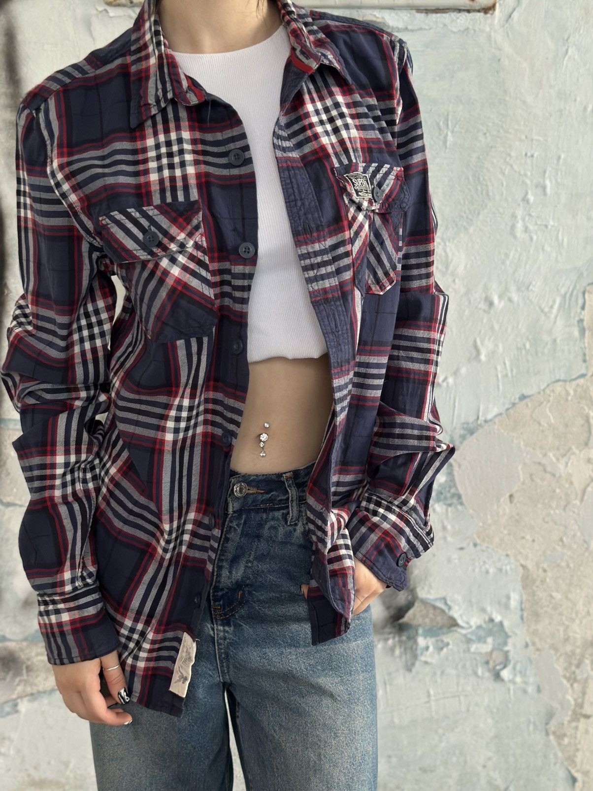 Superdry VTG Checked Shirt Super-dry Size M Dark Blue Y2K 00s USA Size US M / EU 48-50 / 2 - 4 Thumbnail
