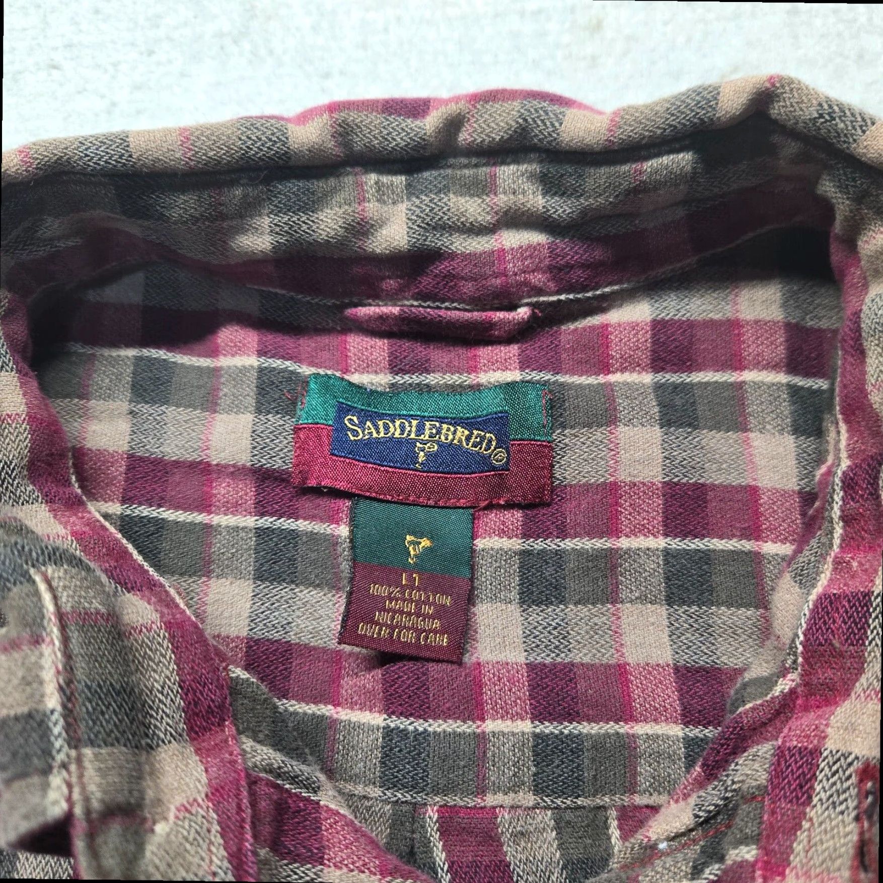 Vintage Saddlebred Button Up Shirt Long Sleeve Blue Plaid Men's LT Large Tall Size US L / EU 52-54 / 3 - 3 Thumbnail