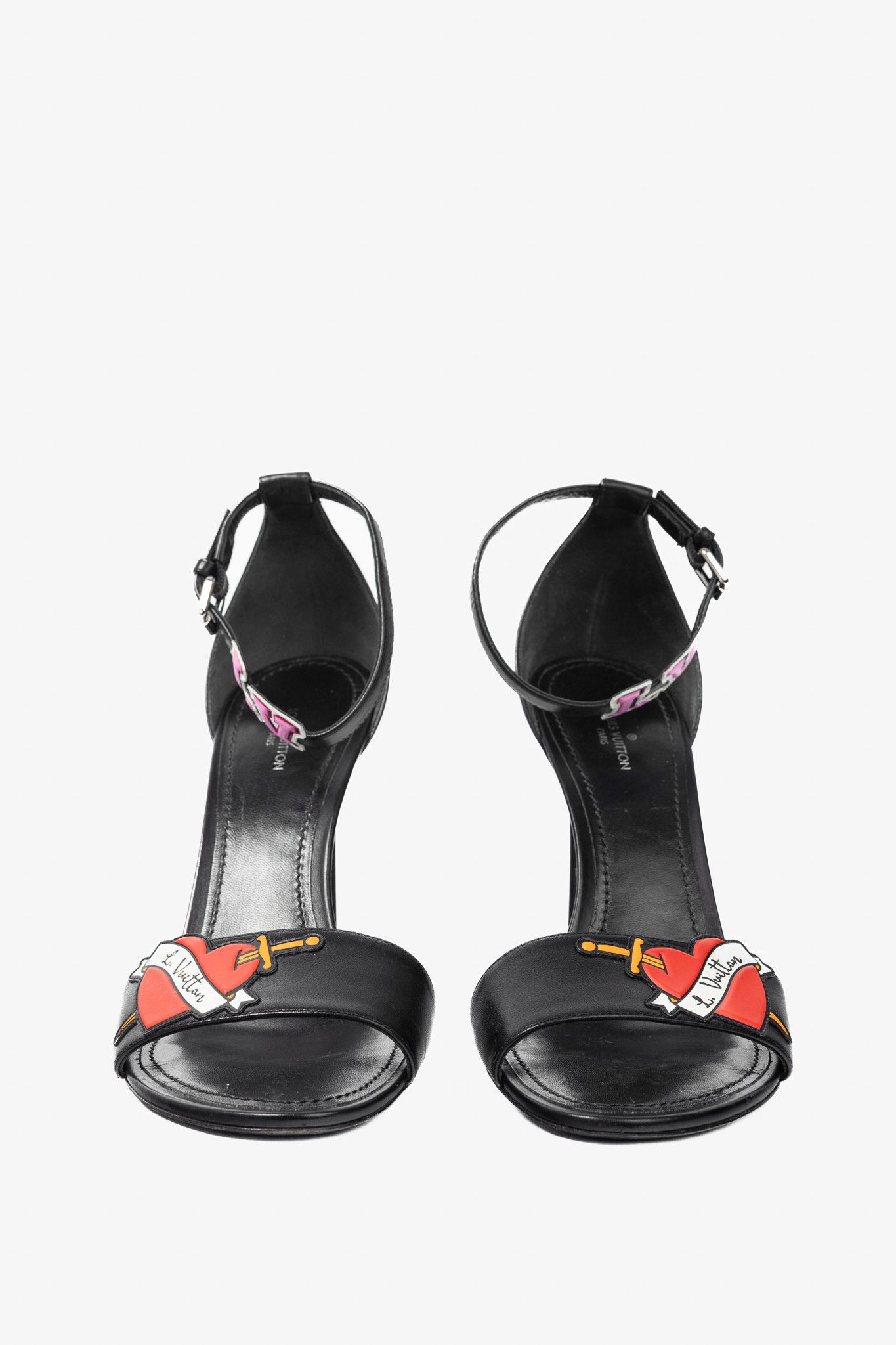 Louis Vuitton Louis Vuitton Black Leather LV Patch Sandals Size US 8.5 / IT 38.5 - 2 Thumbnail