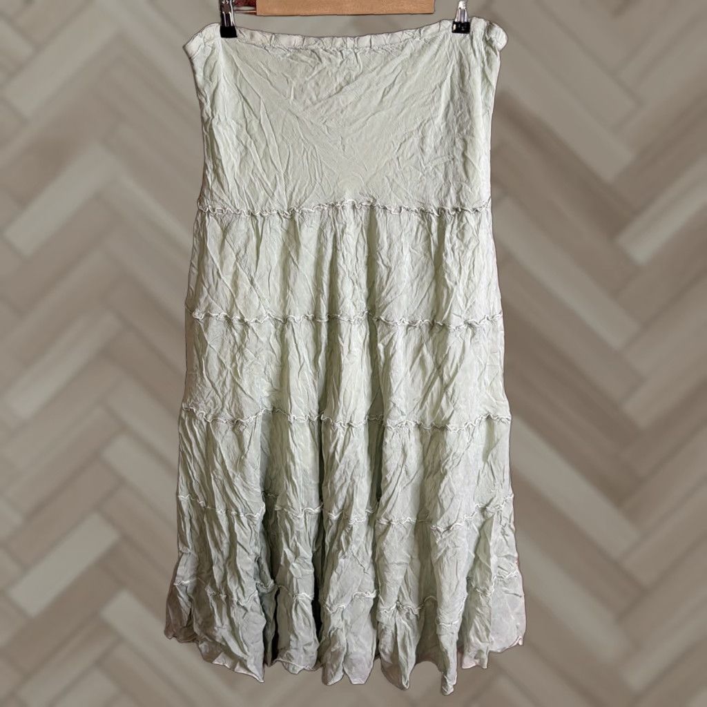 Johnny Was Johnny Was Skirt Women M Green Maxi A-Line Embroidered Boho Layered Hippie 90s Style Size 32" / US 10 / IT 46 - 1 Thumbnail