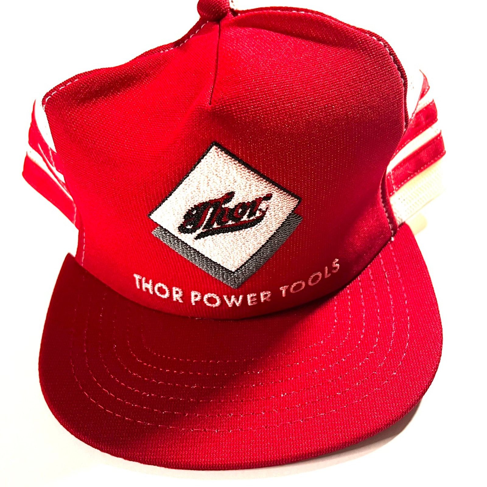 Vintage Vintage 1990’s Made in USA Thor Tools 3 Stripe Trucker Hat Size ONE SIZE - 1 Thumbnail
