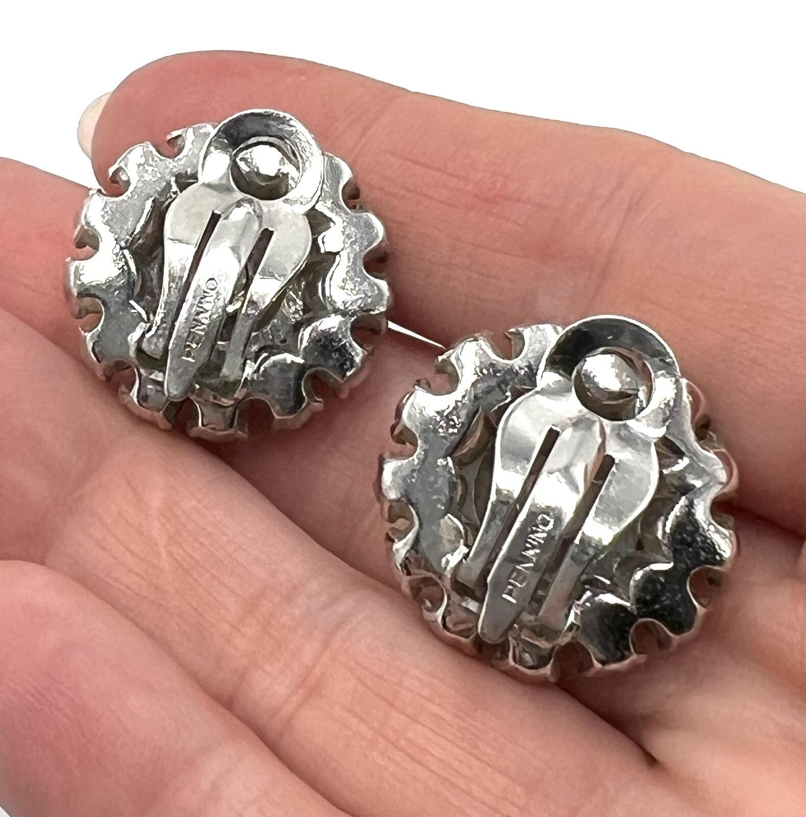 Other Pennino Silvertone White Rhinestones Radial Clip Earrings Size ONE SIZE - 5 Thumbnail
