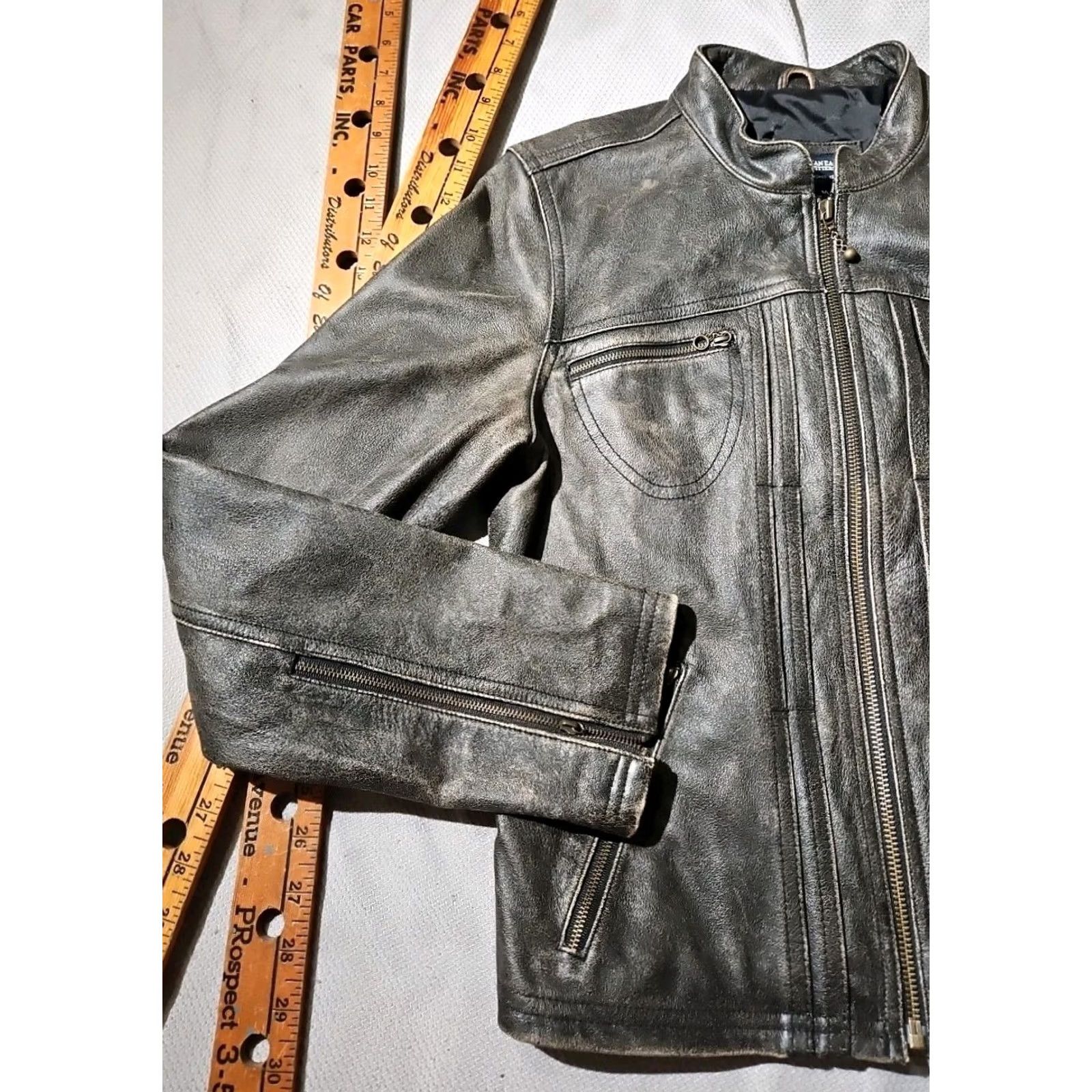 American Eagle Outfitters VINTAGE American Eagle Outfitters Jacket Womens Medium Brown Moto Cafe Genuine Leather Biker Size M / US 6-8 / IT 42-44 - 3 Thumbnail