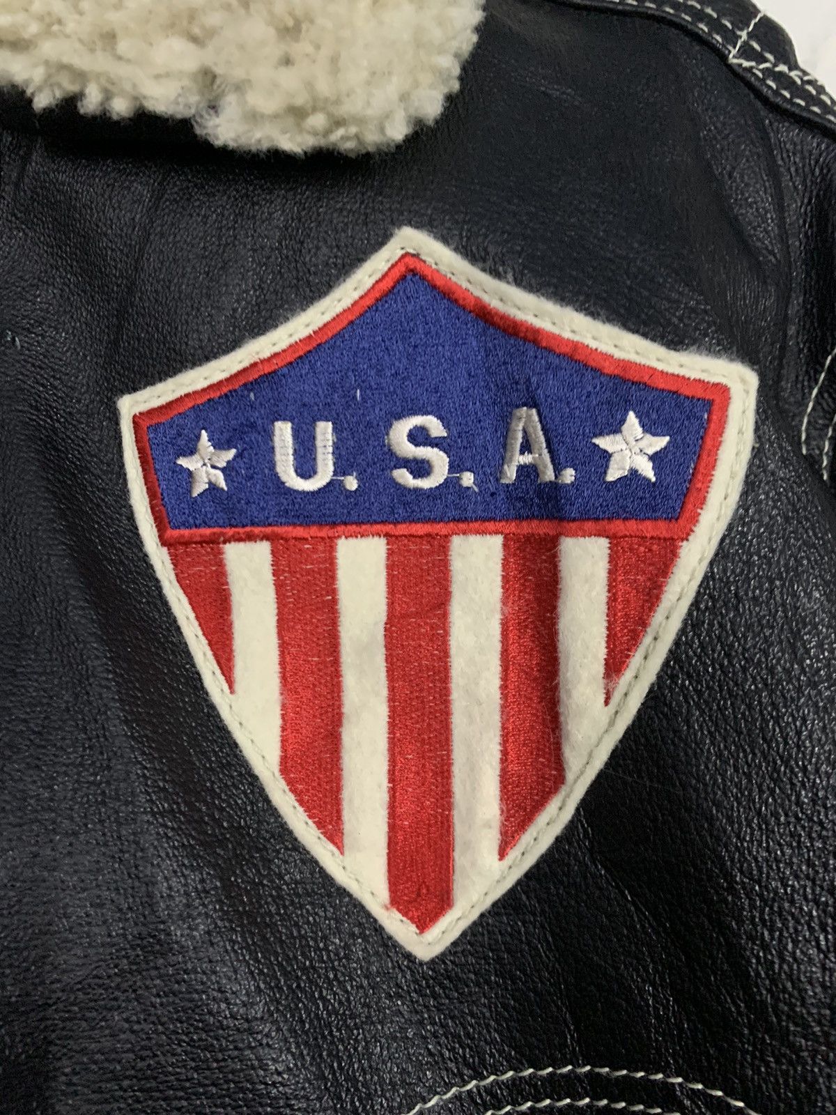 Other Vintage Human Being USA Flag Real Leather Bomber Jacket Size US M / EU 48-50 / 2 - 16 Thumbnail