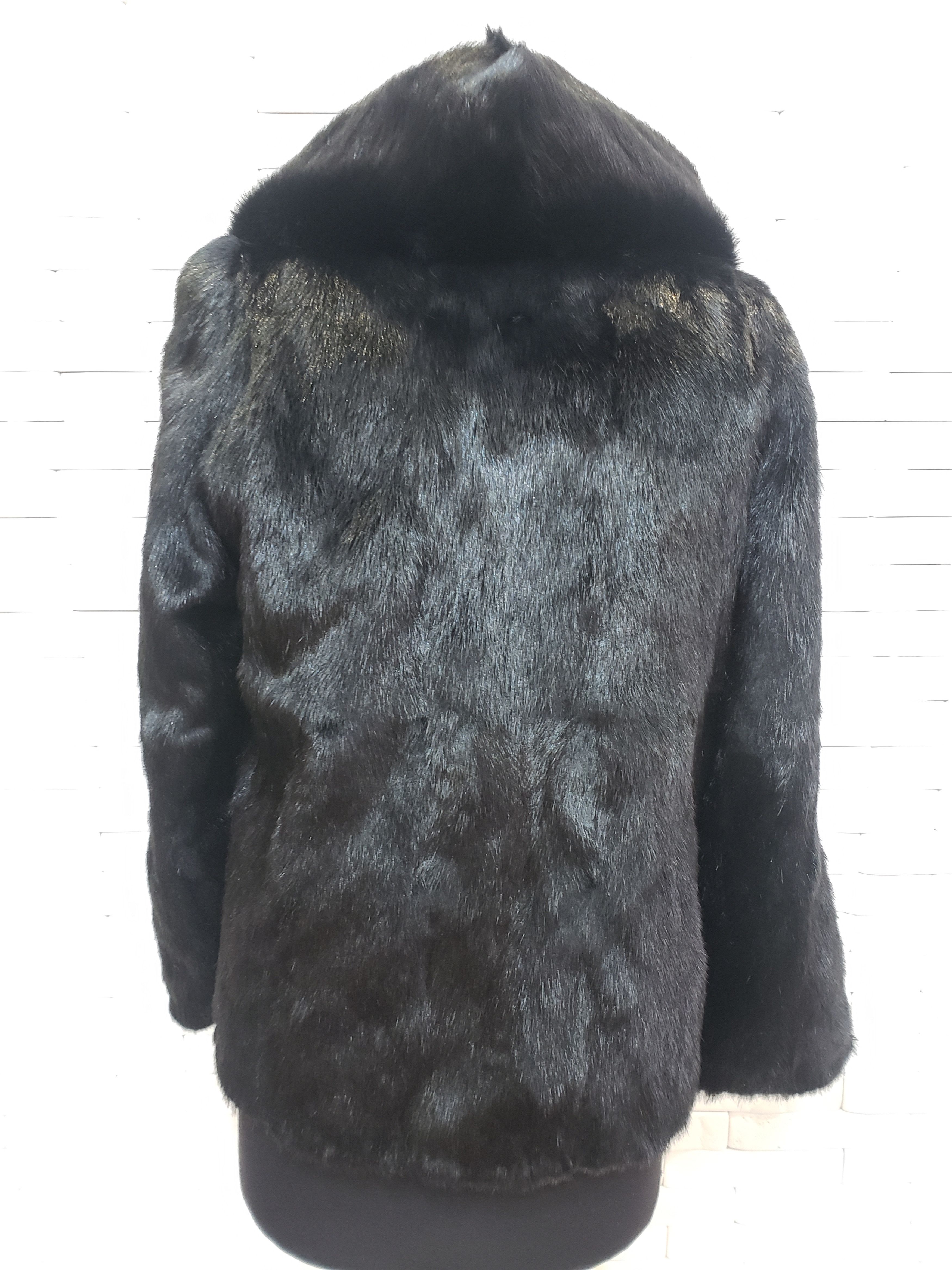 Genuine Leather Stylish women's mink fur coat with a hood. Size M / US 6-8 / IT 42-44 - 4 Thumbnail