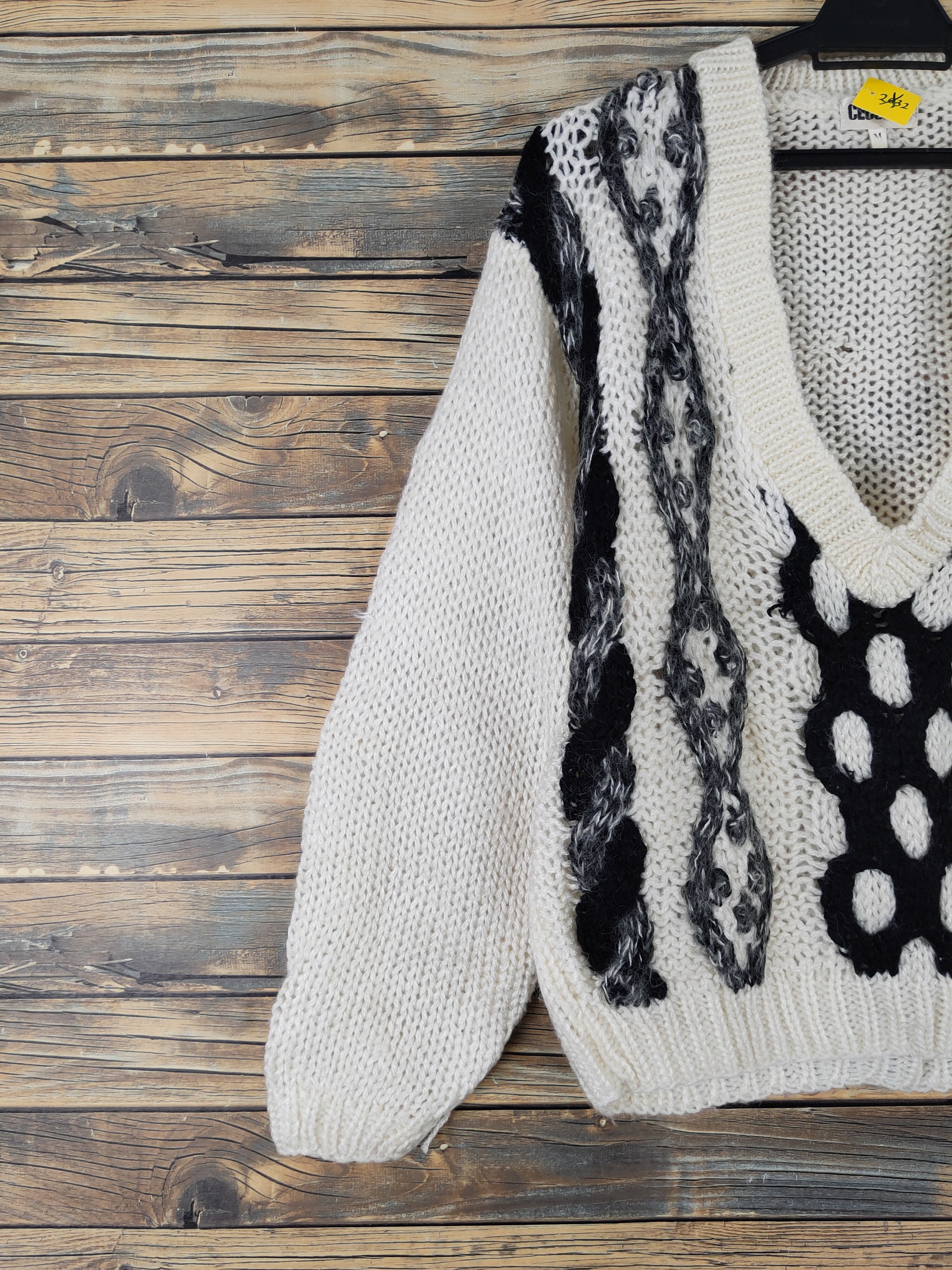 Japanese Brand Cecchini Ivory Black Knitwear Sweatshirts #W2014 Size US M / EU 48-50 / 2 - 3 Thumbnail