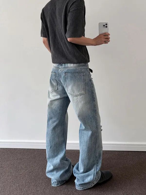 VIBE Stylish Distressed Wide-Leg Jeans Size US 32 / EU 48 - 4 Thumbnail