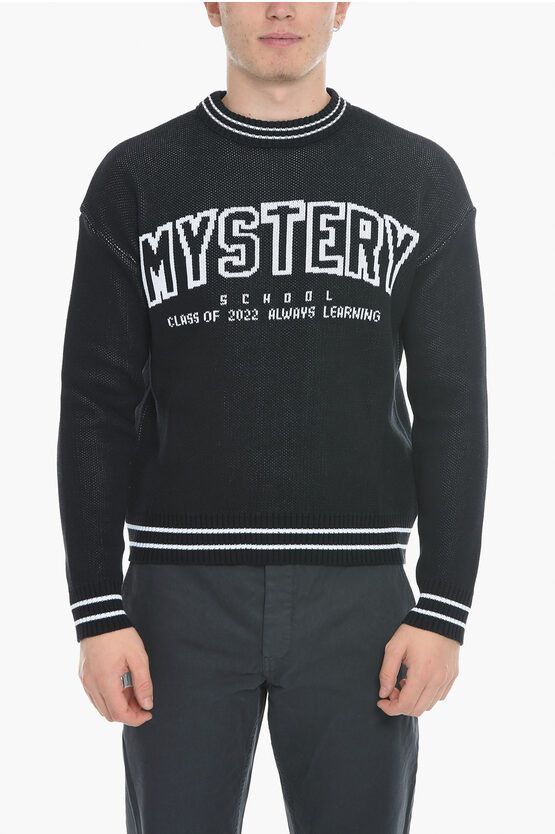 image of Msftsrep Organic Cotton Crew-Neck Sweater With Contrast Embroidery in Black, Men's (Size 2XL)