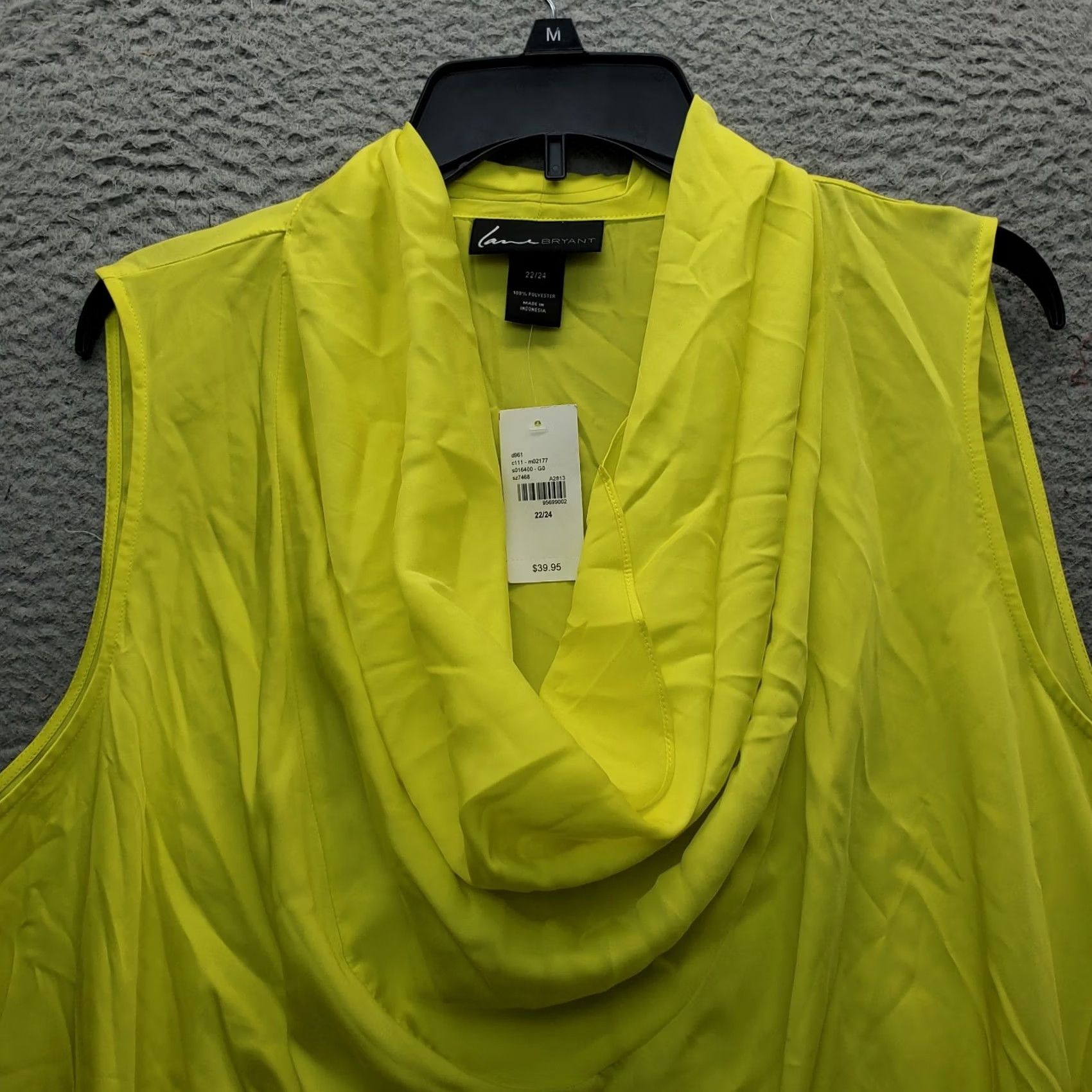 Vintage Lane Bryant Swing Tank Top Womens 22/24 Yellow Relaxed Fit Sleeveless Cowl Neck Size 3XL / US 20-22 - 7 Thumbnail