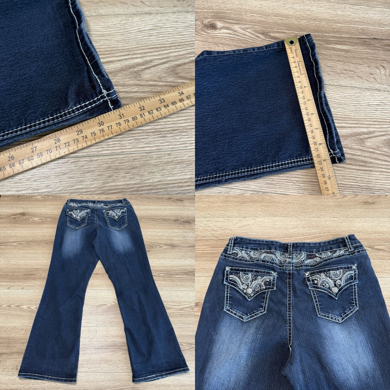 Vintage VINTAGE Cato Womens Jeans Bootcut Size 16 Blue Denim Cotton Blend Embroidered Pockets Size 38" / US 16 / IT 52 - 8 Thumbnail