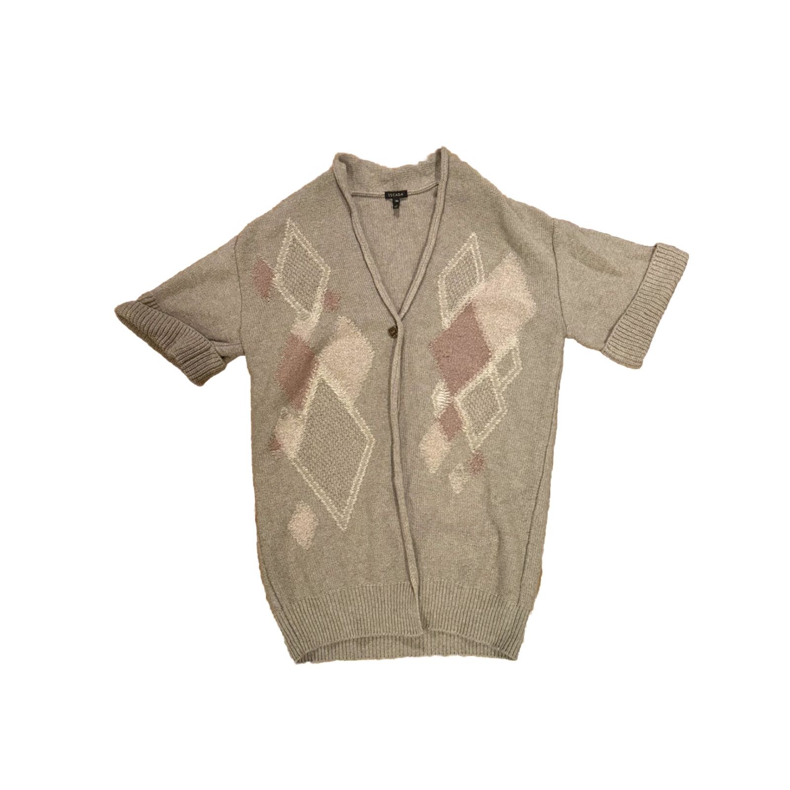 Escada VINTAGE Escada Cardigan Sweater Women XS Wool, Cashmere Taupe Multi Knit Long Sleeve Ruffle Cap Sleeve Regular Fall Winter Spring Womens XS Size XS / US 0-2 / IT 36-38 - 3 Thumbnail