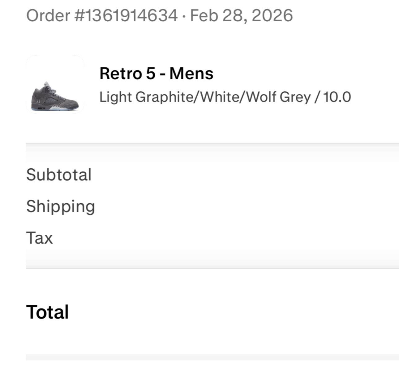 Jordan Brand Jordan Retro 5 Wolf Grey Size 11 MEN Size US 10 / EU 43 - 9 Thumbnail