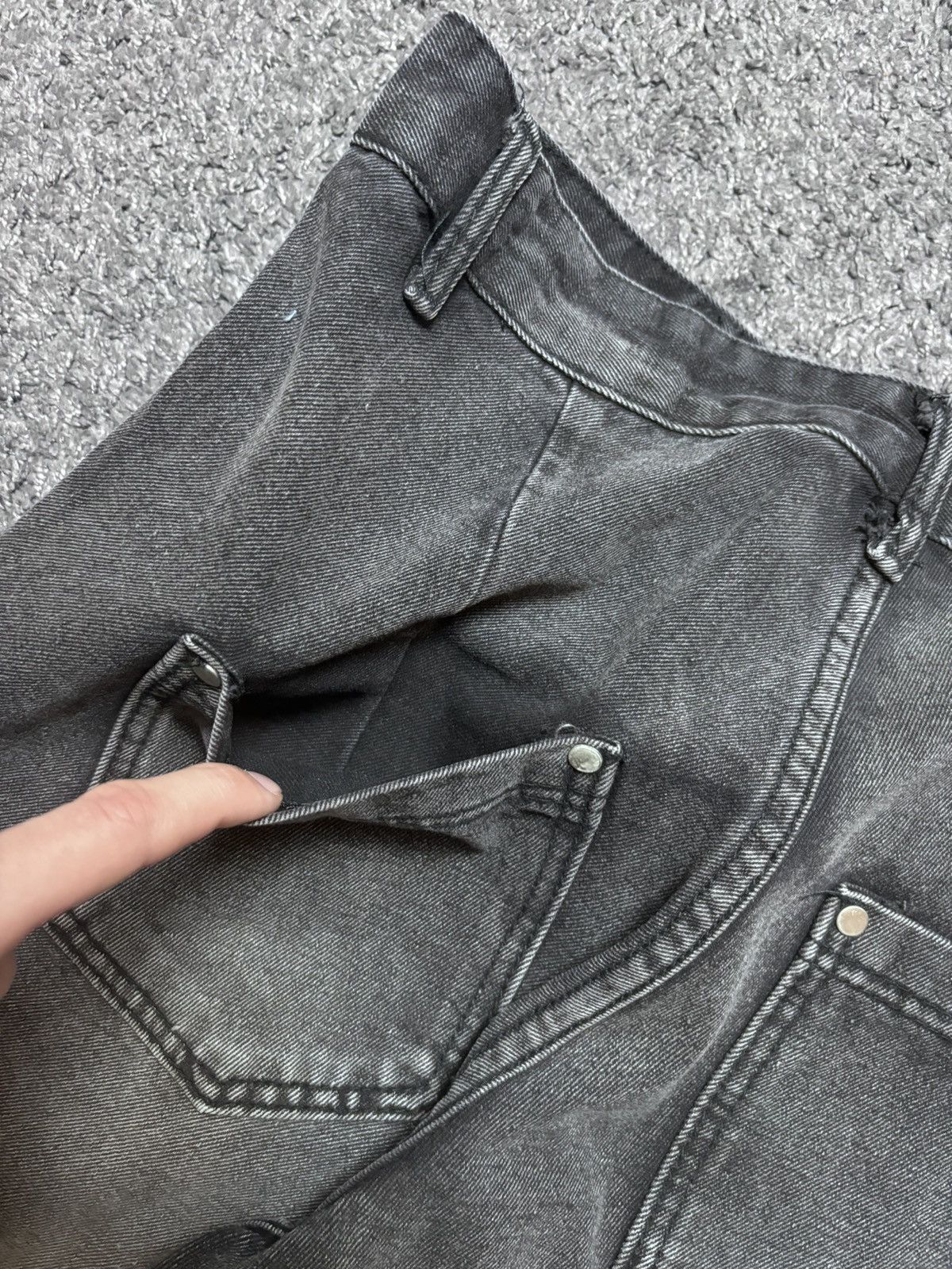 Jean × Vintage Vintage abstract art brutalist rare gray baggy jeans denim Size US 33 - 19 Thumbnail