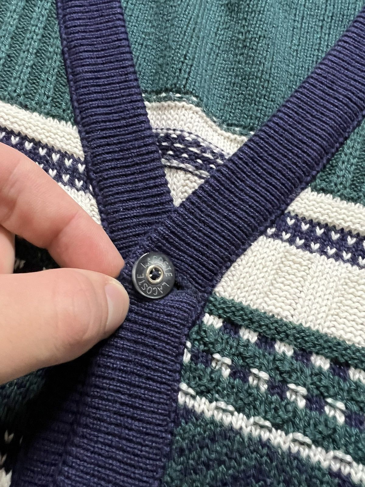Lacoste × Vintage Vintage Y2k Lacoste Acrylic Striped Cardigan Sweater 00’s Size US M / EU 48-50 / 2 - 5 Thumbnail