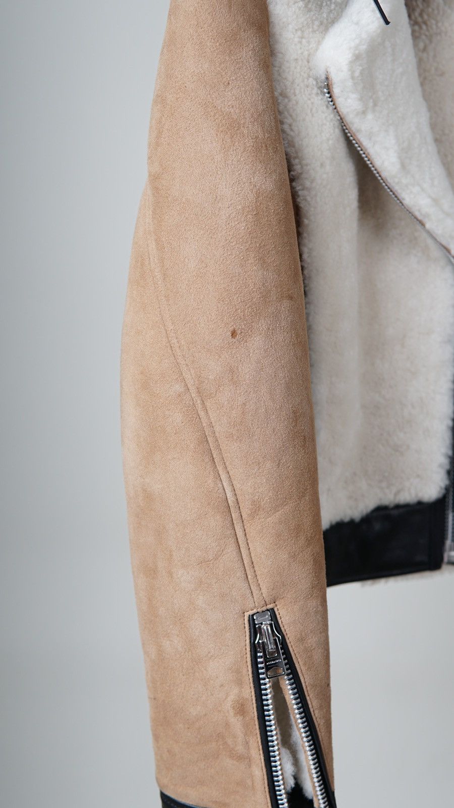 Allsaints Elia Shearling Biker Jacket Size XS / US 0-2 / IT 36-38 - 8 Thumbnail