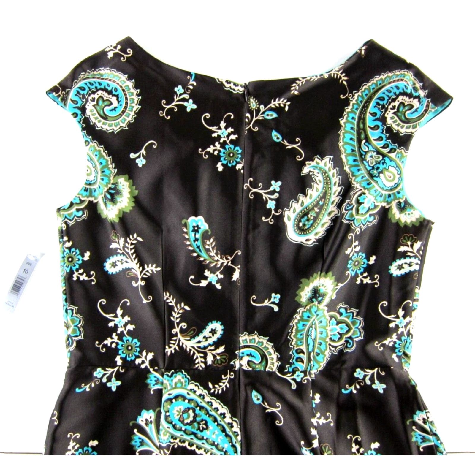 Vintage VINTAGE NWT AA Studio AA Blue Brown Green Floral Paisley Cap Sleeve Sheath Dress 10 Size L / US 10 / IT 46 - 6 Thumbnail
