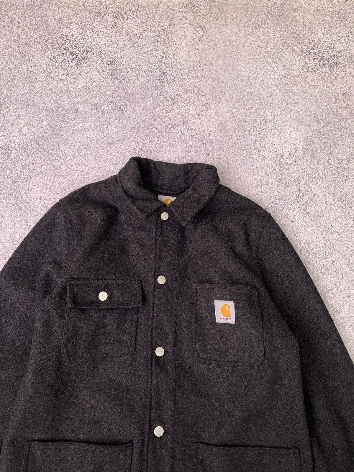 Carhartt × Vintage Vintage Carhartt woolen gil grey Coat Size US L / EU 52-54 / 3 - 6 Thumbnail