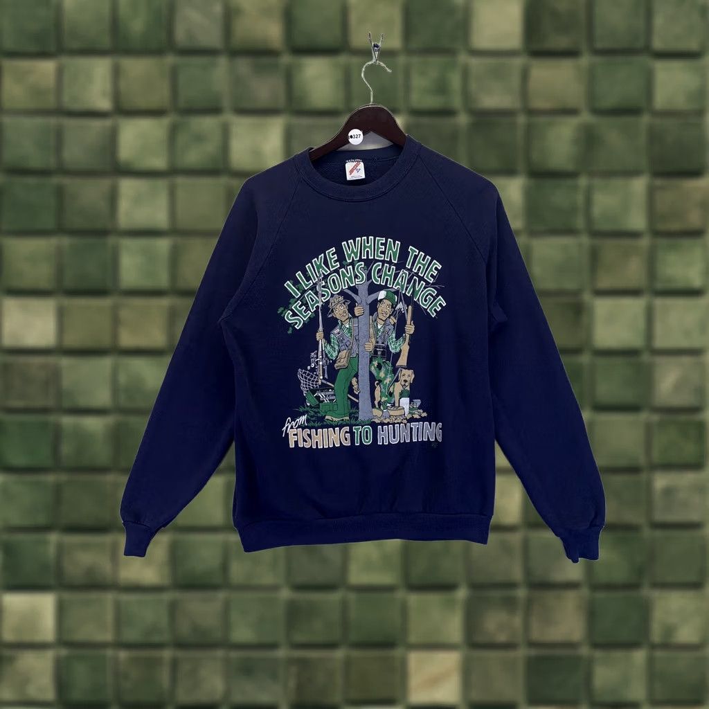 Jerzees VINTAGE Jerzees Fishing Hunting Funny Graphic Sweatshirt Mens XL USA Made-10327 Size US XL / EU 56 / 4 - 1 Thumbnail