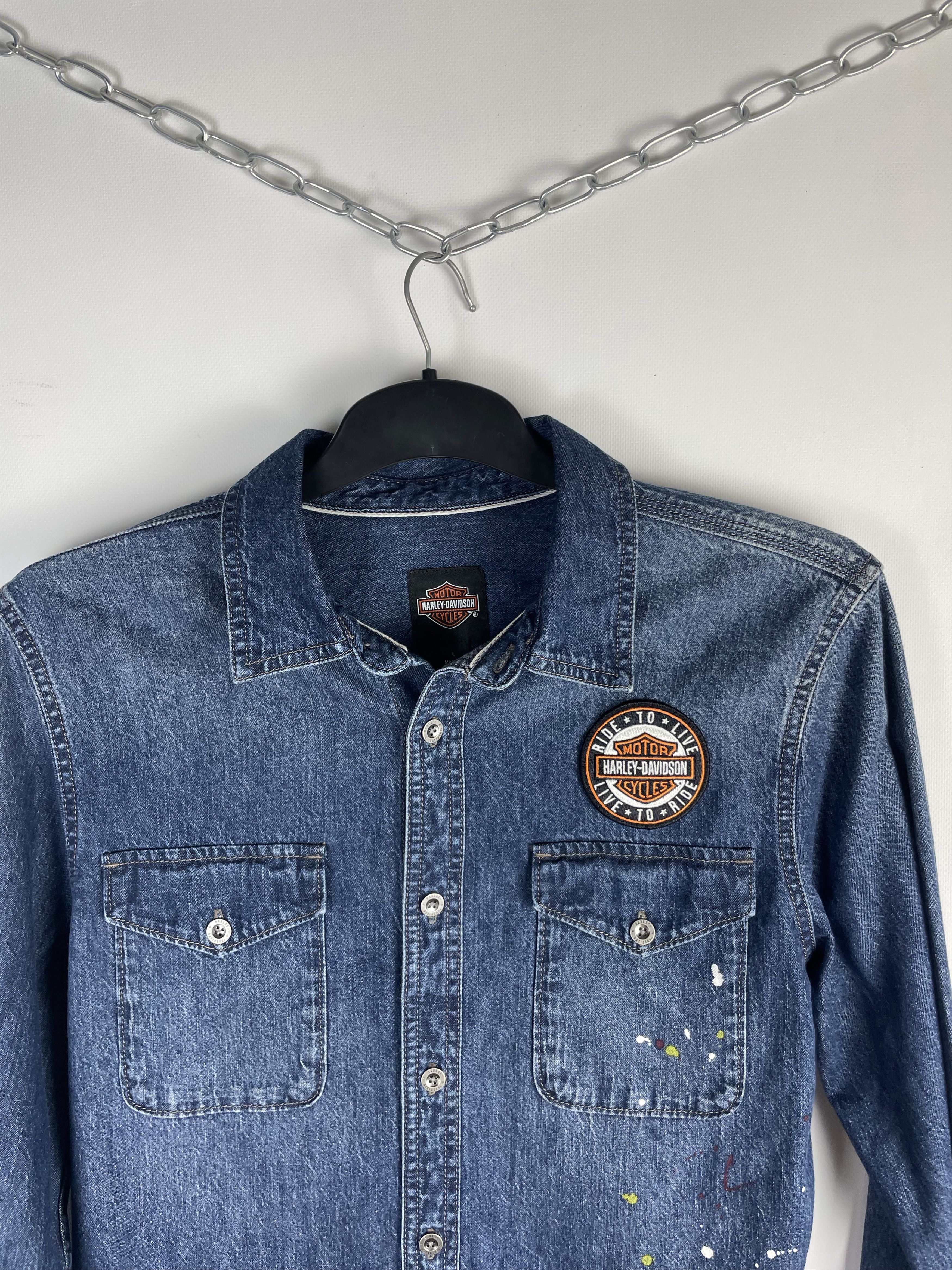 Harley Davidson Vintage HARLEY DAVIDSON Denim Shirt Size US L / EU 52-54 / 3 - 3 Thumbnail
