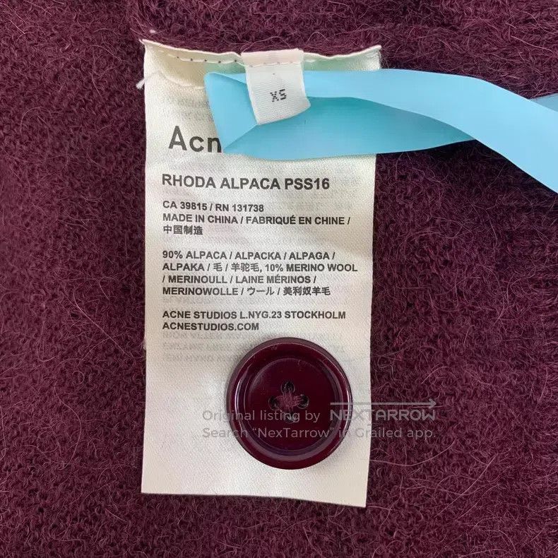 Other Acne Studios Burgundy alpaca wool V-neck single-breasted l Size XS / US 0-2 / IT 36-38 - 6 Thumbnail