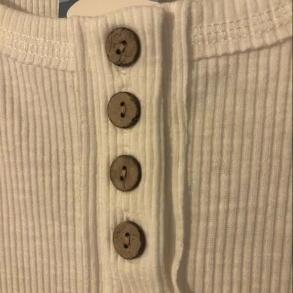 Other Sunbs White Ribbed Henley Tank Top Size XL / US 12-14 / IT 48-50 - 2 Thumbnail