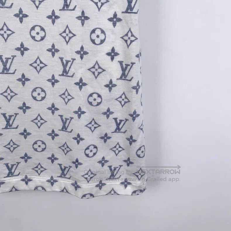Louis Vuitton Louis Vuitton White logo full-print cotton crewneck short- Size US S / EU 44-46 / 1 - 4 Thumbnail