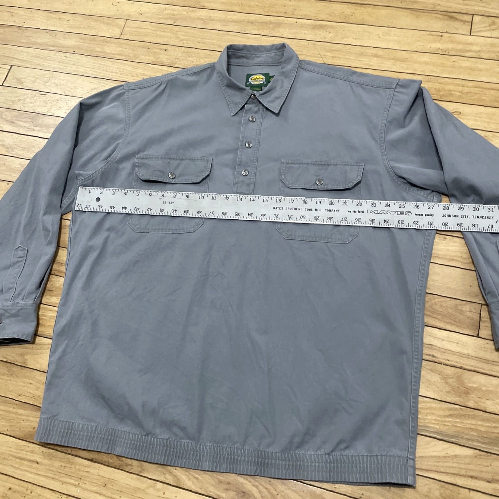 Vintage VINTAGE Cabela's Button-Up Shirt Men XL Regular Gray Twill Quarter Button Hunting Shirt Size US XL / EU 56 / 4 - 7 Thumbnail