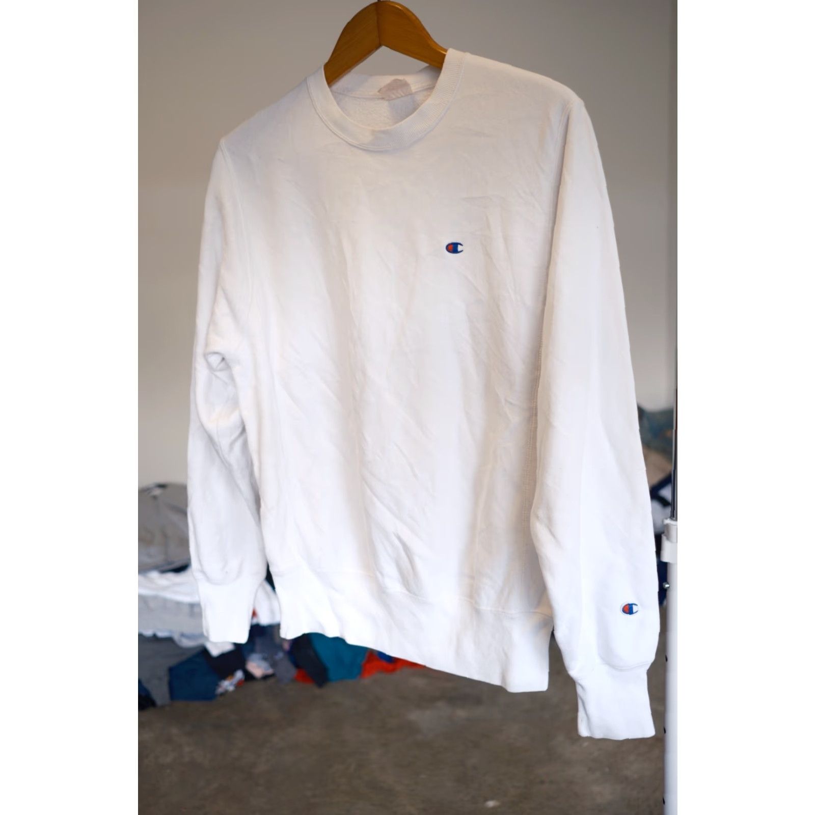 VINTAGE Champion Sweatshirt 70s Mens Small White Cotton