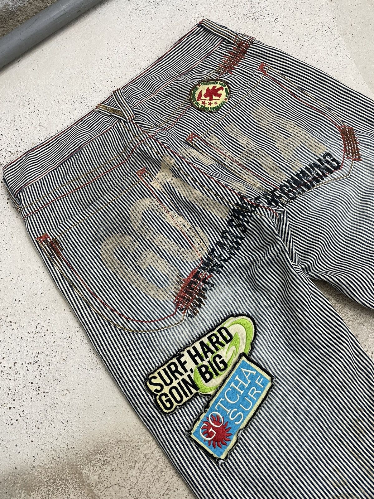 Gotcha Gotcha Surfwear Patches Distressed Design Wording Y2k Clone Size US 31 - 12 Thumbnail