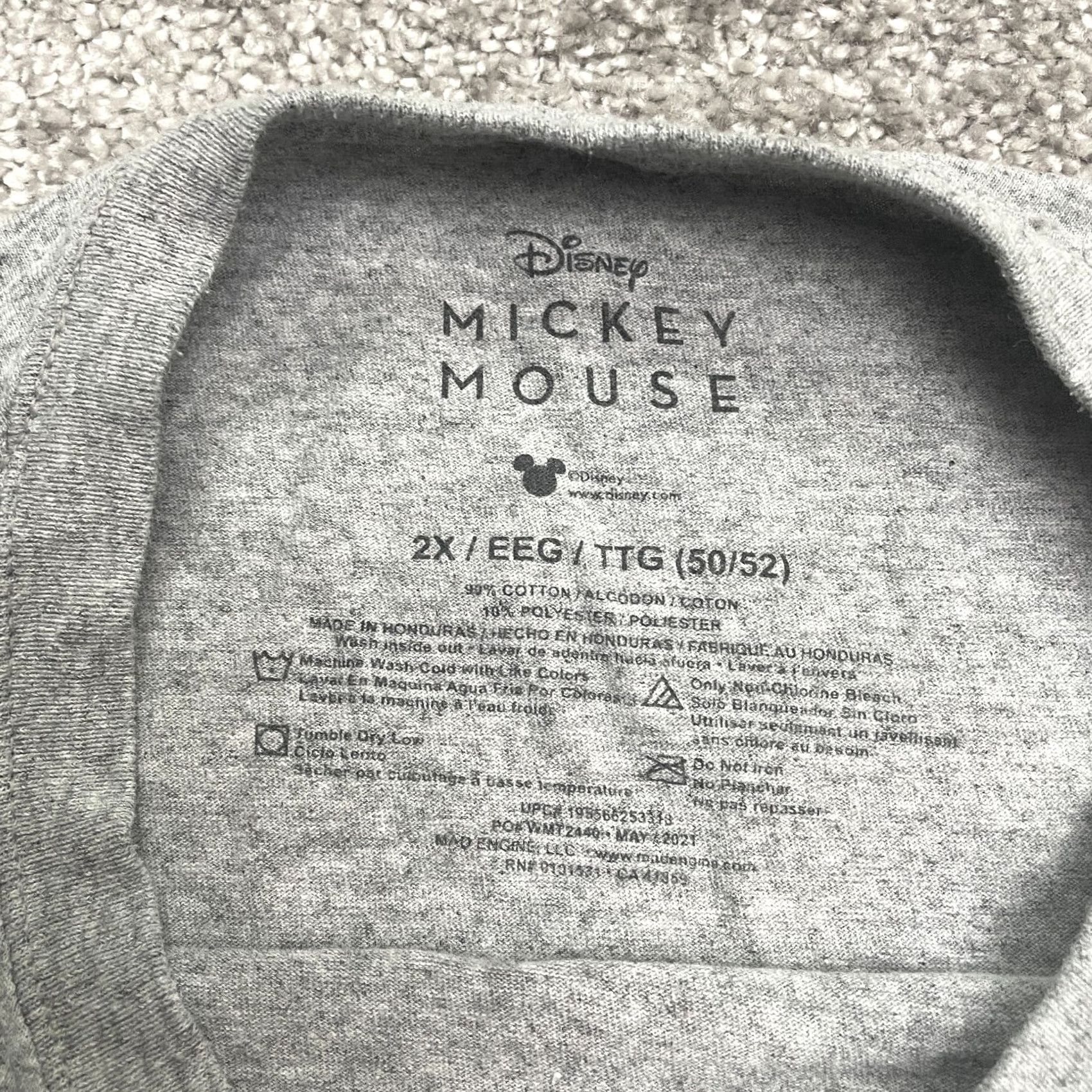 Disney Disney Mickey Mouse Graphic T-Shirt Mens 2XL Gray Crew Neck Cotton Tee Size US XXL / EU 58 / 5 - 7 Thumbnail
