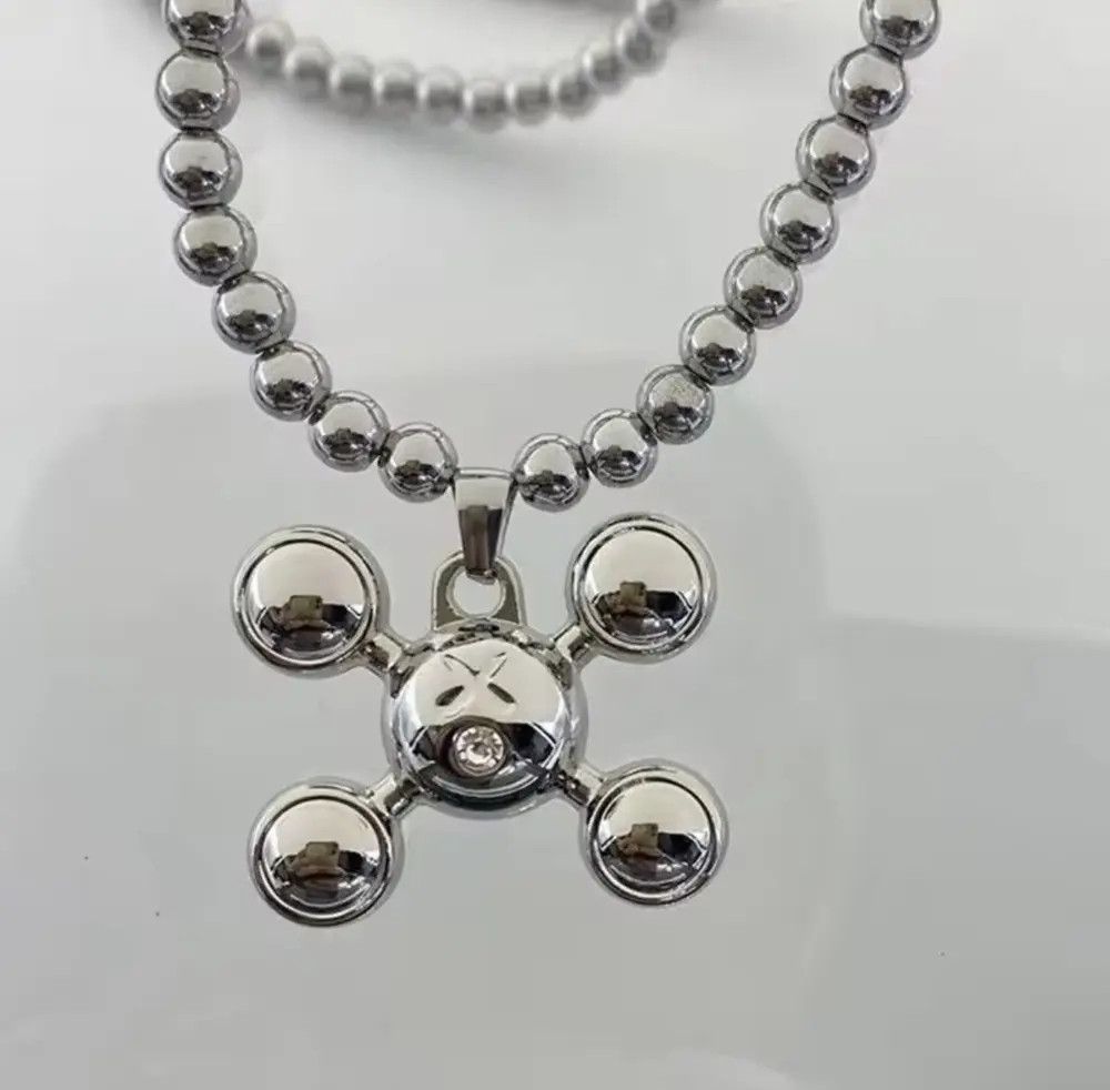 Jewelry Round Bead Chain Quadangle Ball Pendant Necklace Size ONE SIZE - 1 Thumbnail