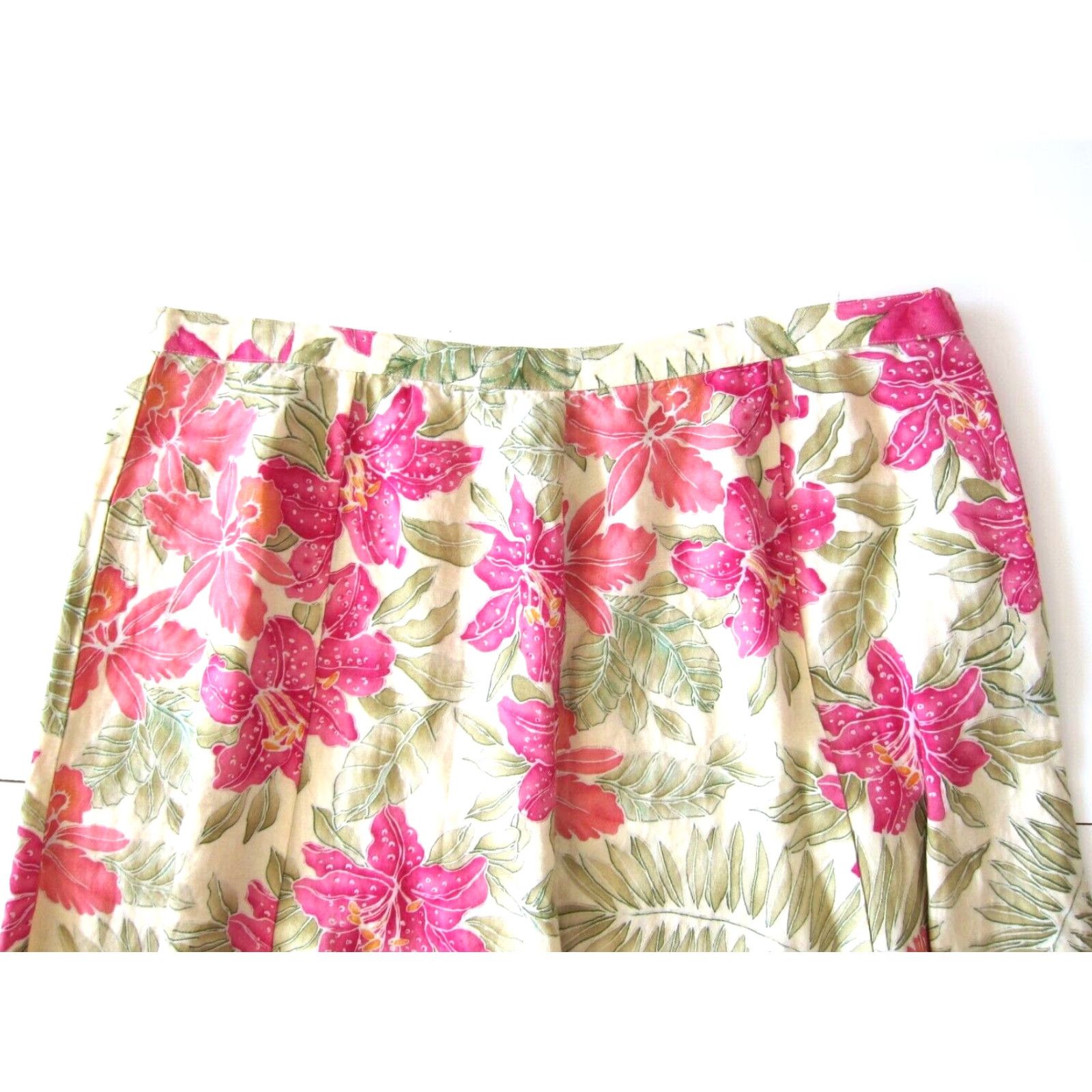 Avenue Avenue Skirt Women Size 18 Pink Linen Floral Midi A-Line NWT Size 40" / US 18 - 3 Thumbnail