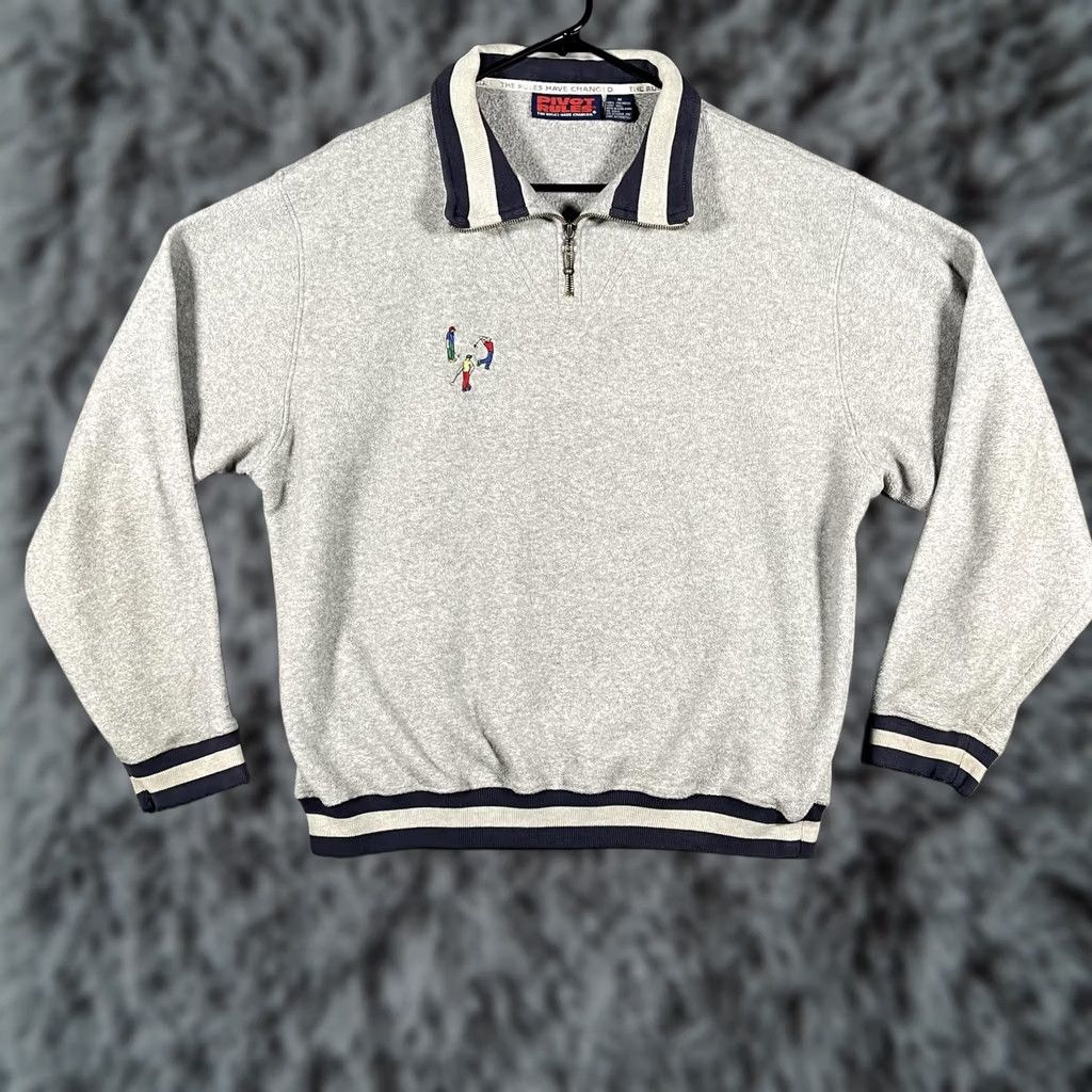Vintage VINTAGE Pivot Rules Sweatshirt Mens M Gray 1/4 Zip Golf Graphic Fleece 90s Size US M / EU 48-50 / 2 - 1 Thumbnail