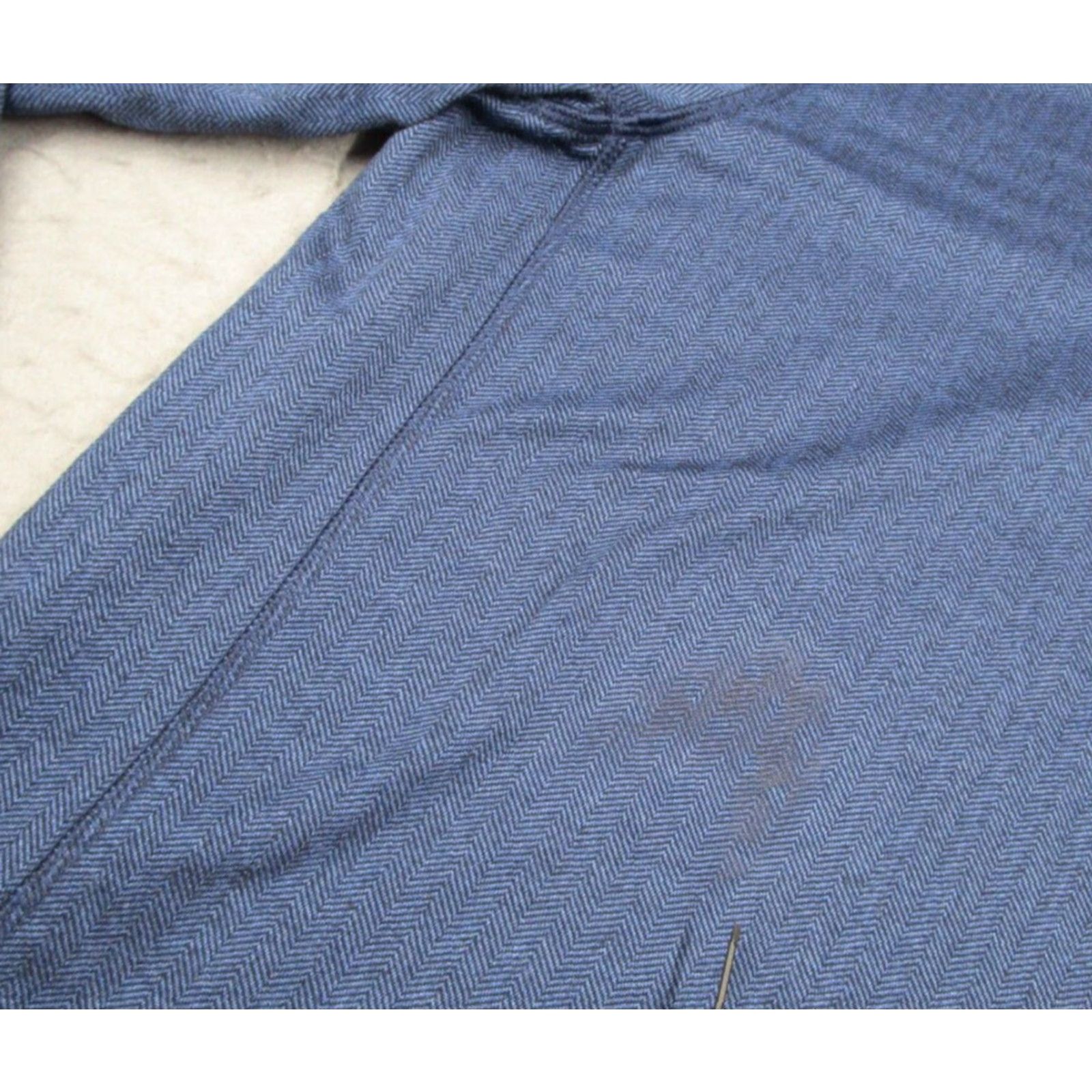 Vintage Greyson Jacket Mens Large Blue 1/4 Zip Herringbone Pullover Wolf Golf FLAW* Size US L / EU 52-54 / 3 - 6 Thumbnail