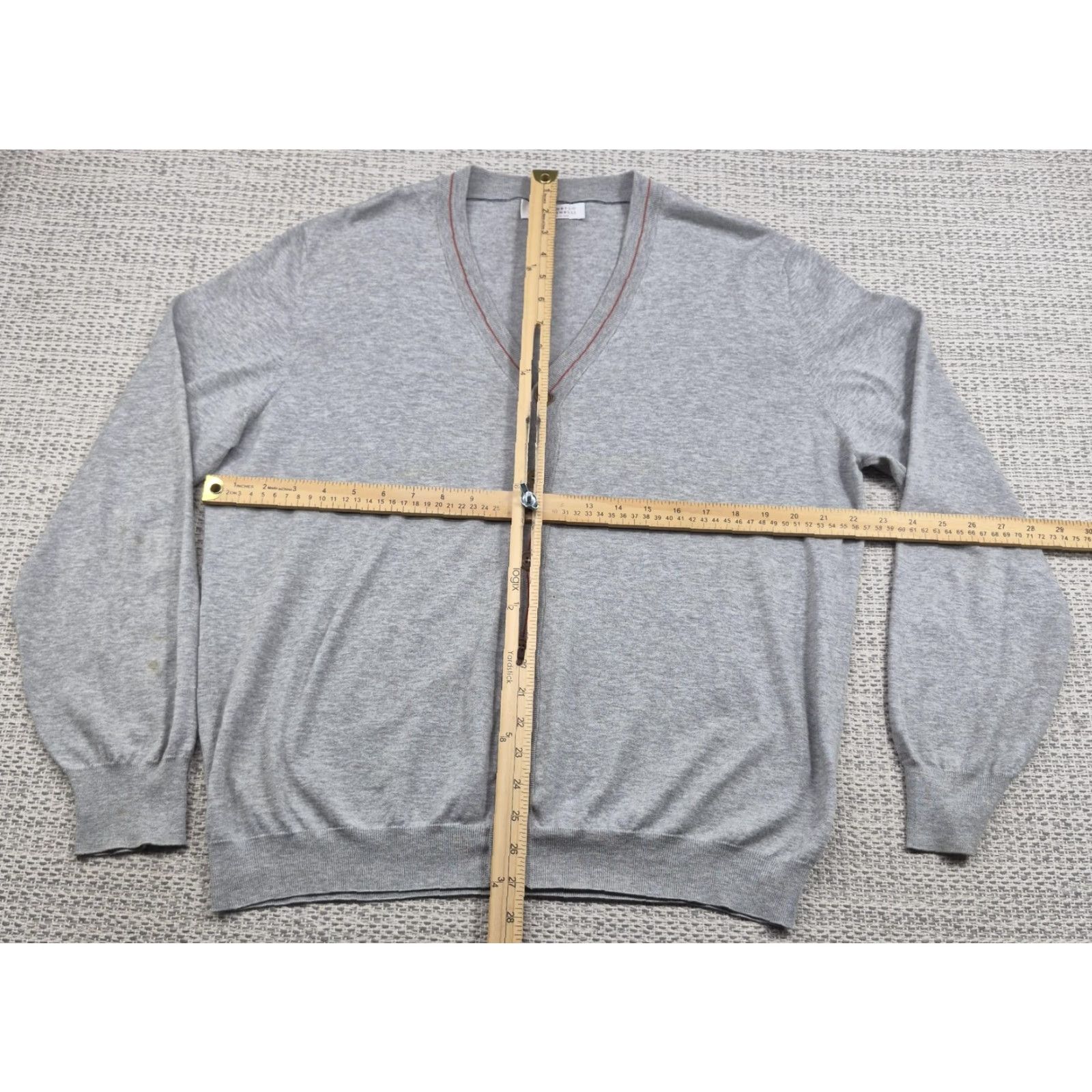 Brunello Cucinelli VINTAGE Brunello Cucinelli Sweater Cardigan Mens 2XL Gray Cotton V-Neck Knit Made Italy Shirt? Size US XXL / EU 58 / 5 - 2 Thumbnail
