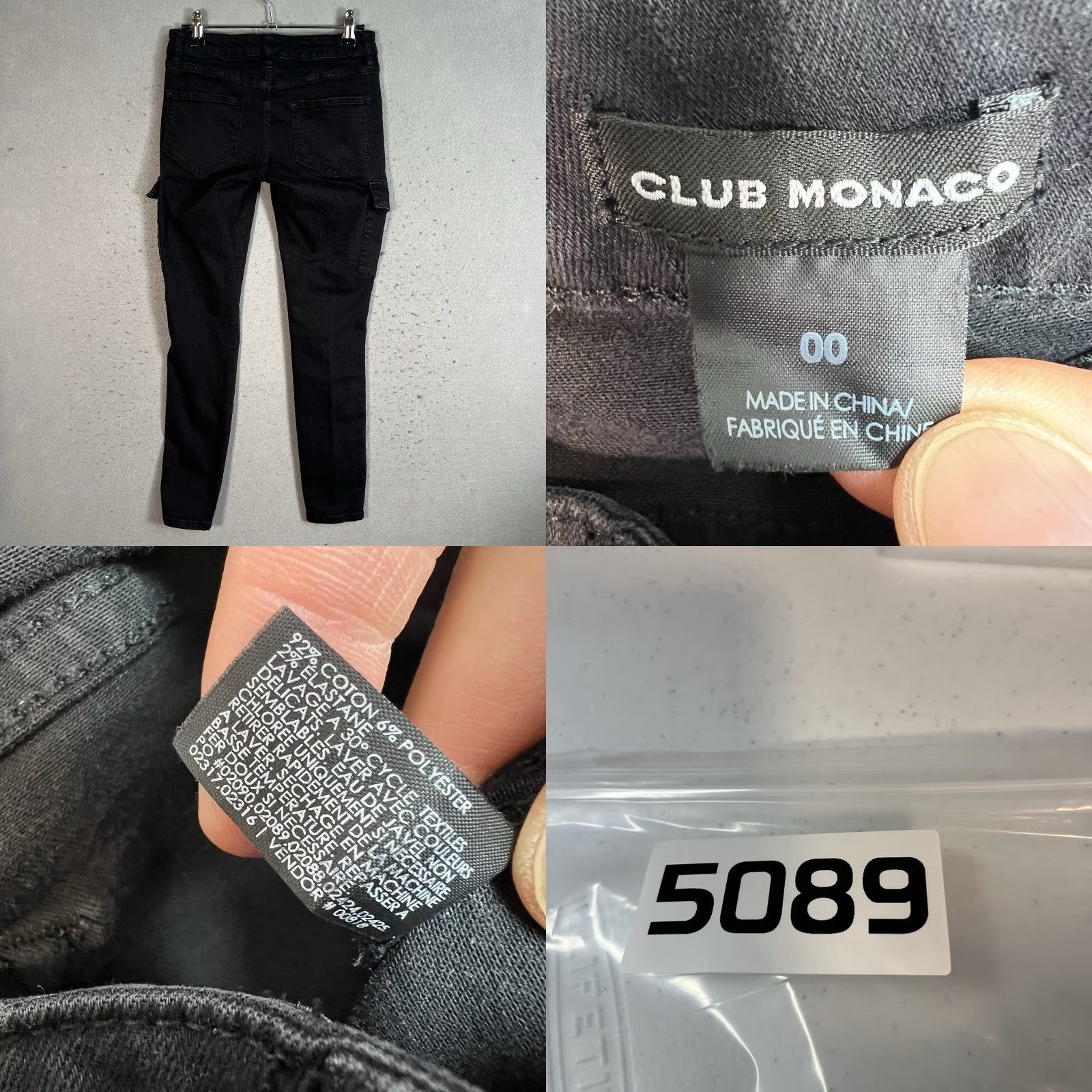 Club Monaco VINTAGE Club Monaco Cargo Skinny Pants Womens 00 Black Pockets Size 24" / US 00 / IT 34 - 8 Thumbnail