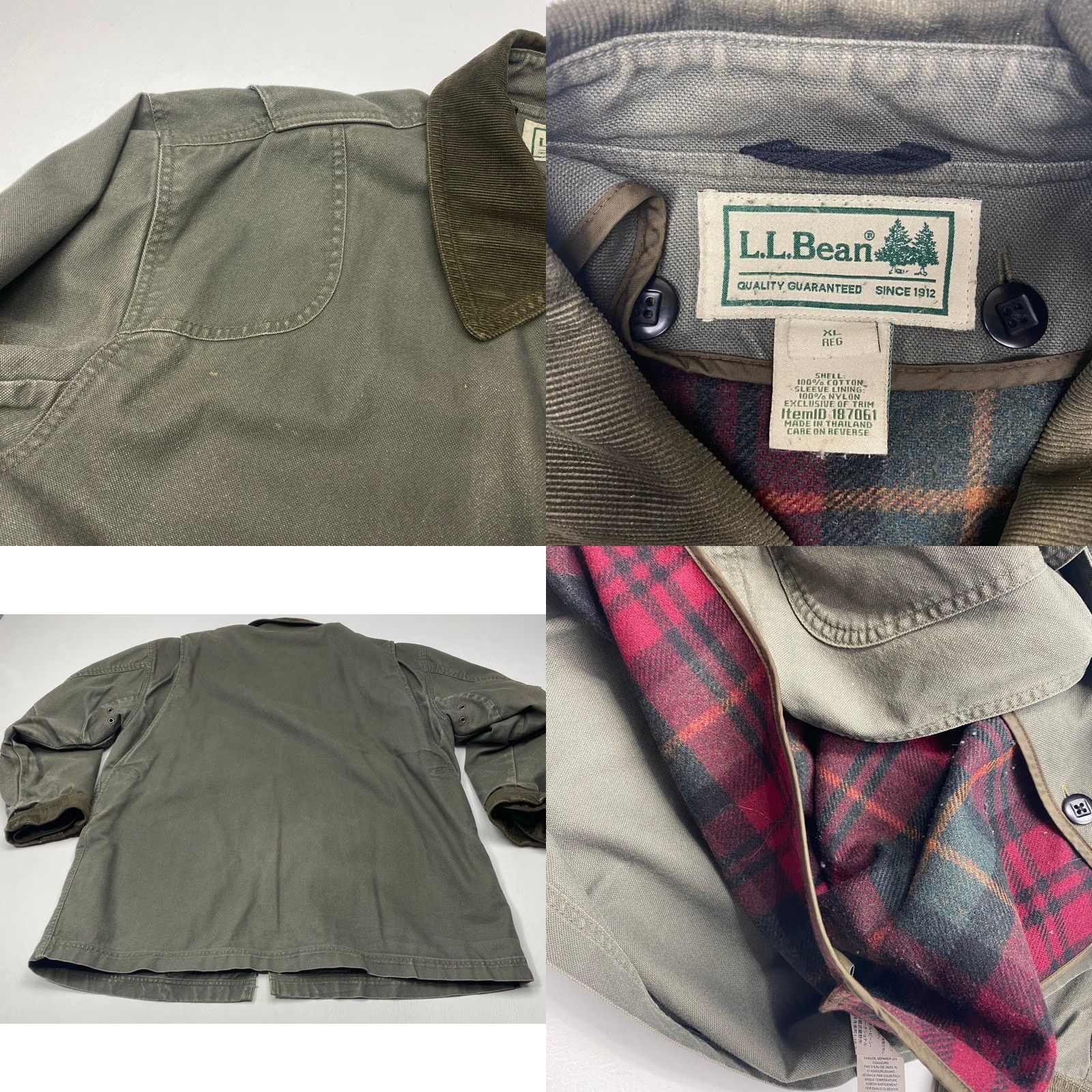 Vintage VINTAGE L.L.Bean Original Field Chore Coat Olive 187061 Removable Wool Plaid Lining 7950 XL Green Canvas Wool Regular Button Size US XL / EU 56 / 4 - 9 Thumbnail