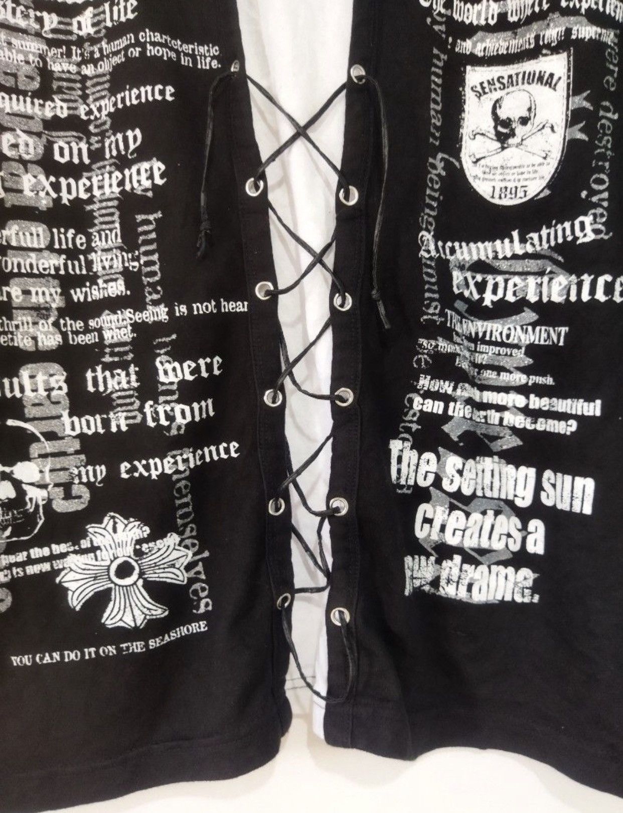 2000's Beuamont Carr japanese Poem Cross Lace Longsleeve