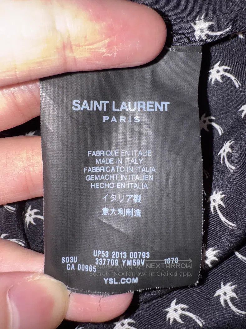 Saint Laurent Paris Saint Laurent Paris Silk black and white palm print shirt Size XS / US 0-2 / IT 36-38 - 7 Thumbnail