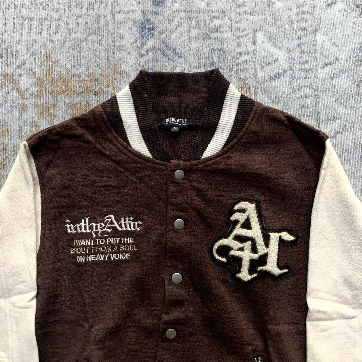 In The Attic 2000s Japanese Brand Gothic Punk Embroidery Varsity Jacket Size US M / EU 48-50 / 2 - 2 Thumbnail