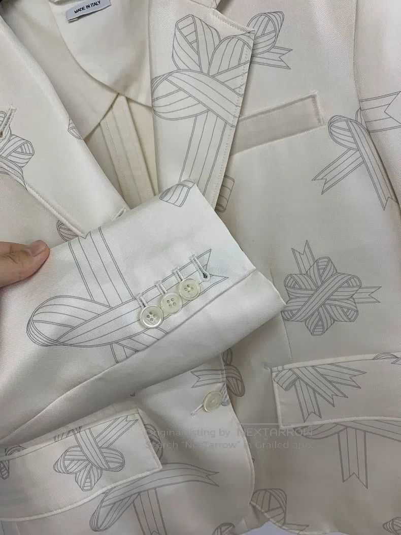 Thom Browne Thom Browne White Printed Jacket Size US XS / EU 42 / 0 - 2 Thumbnail